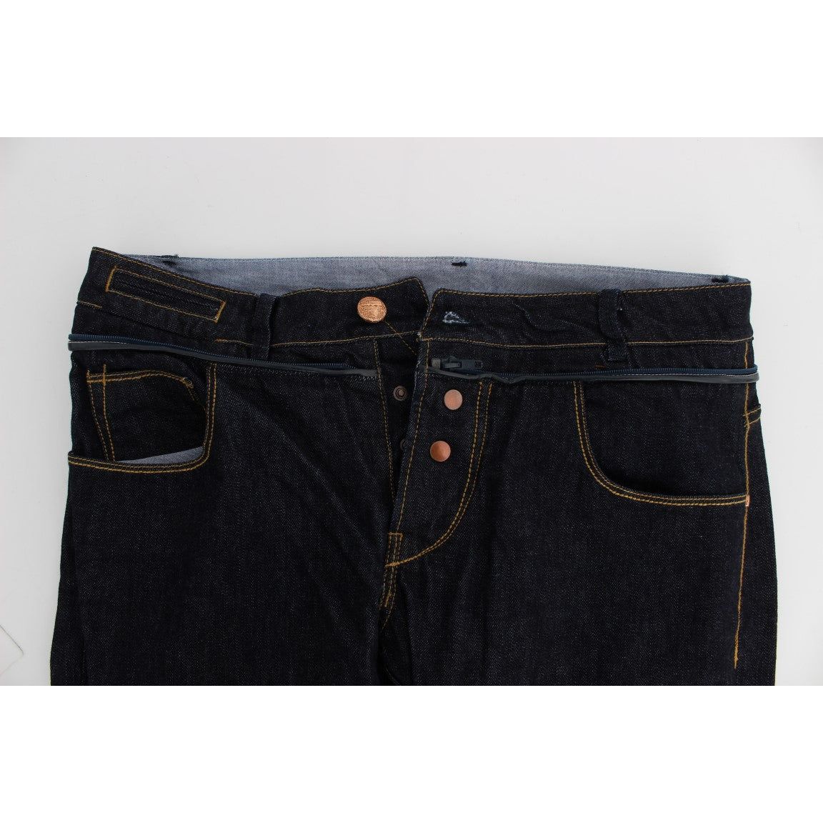 Acht Blue Cotton Elegant Straight Fit Luxury Jeans