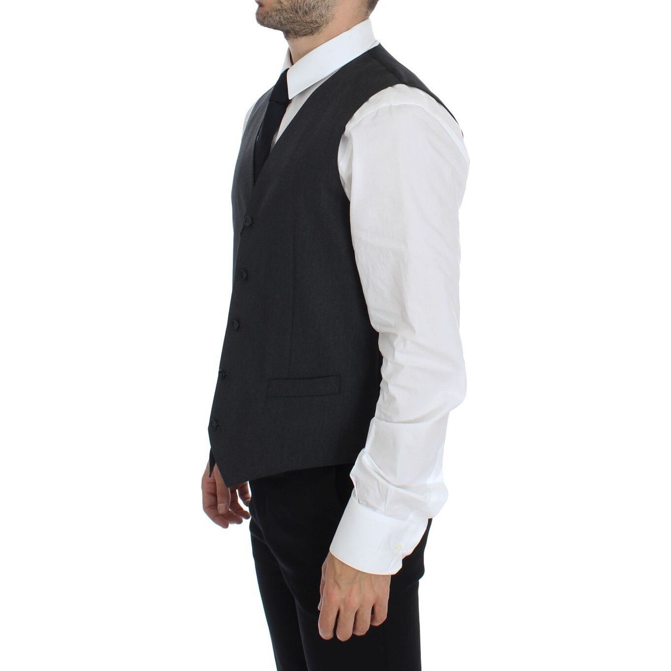 Dolce & Gabbana Gray Wool Formal Vest for Sophisticated Style