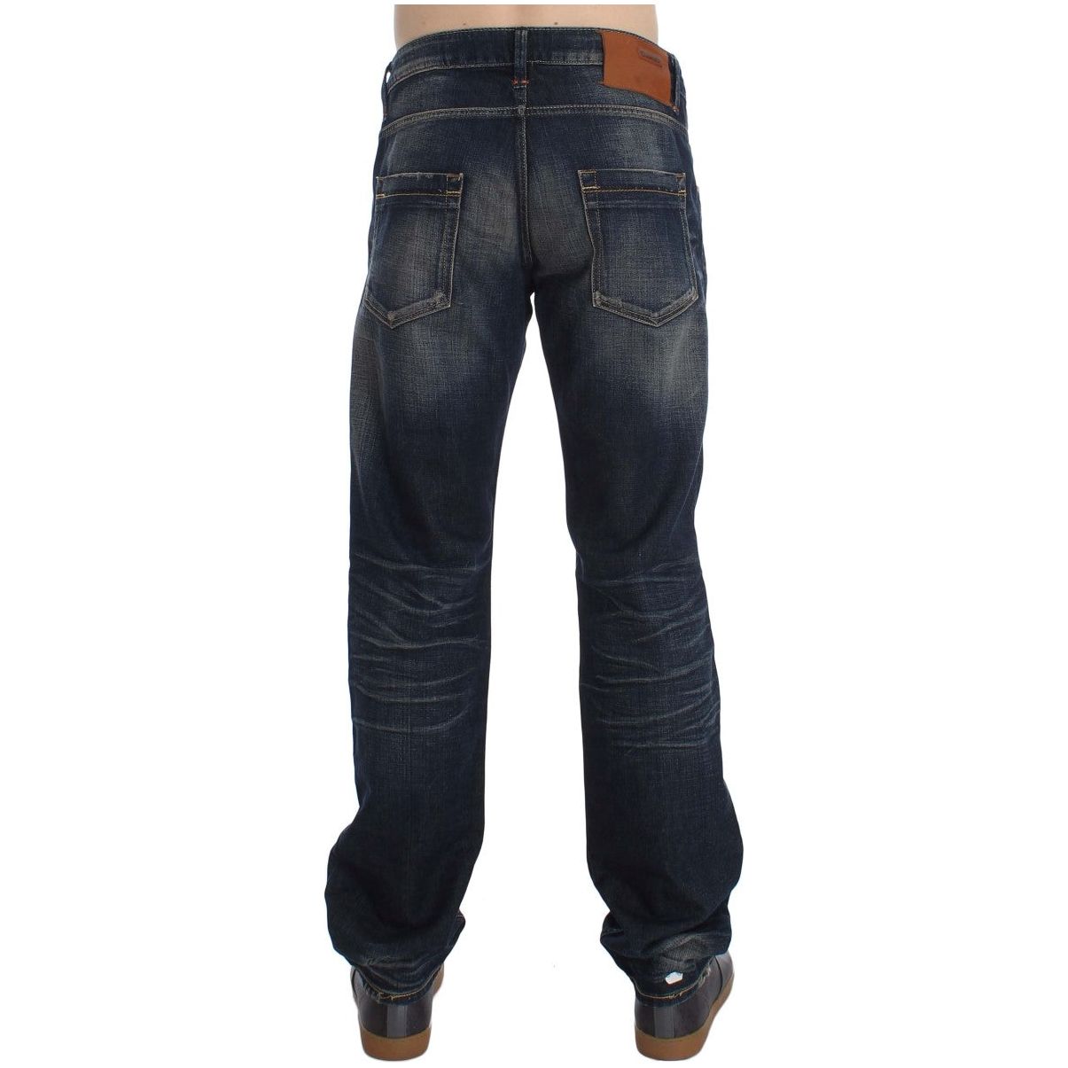 Acht Blue Cotton Straight Fit Low Waist Jeans for Sophisticated Style