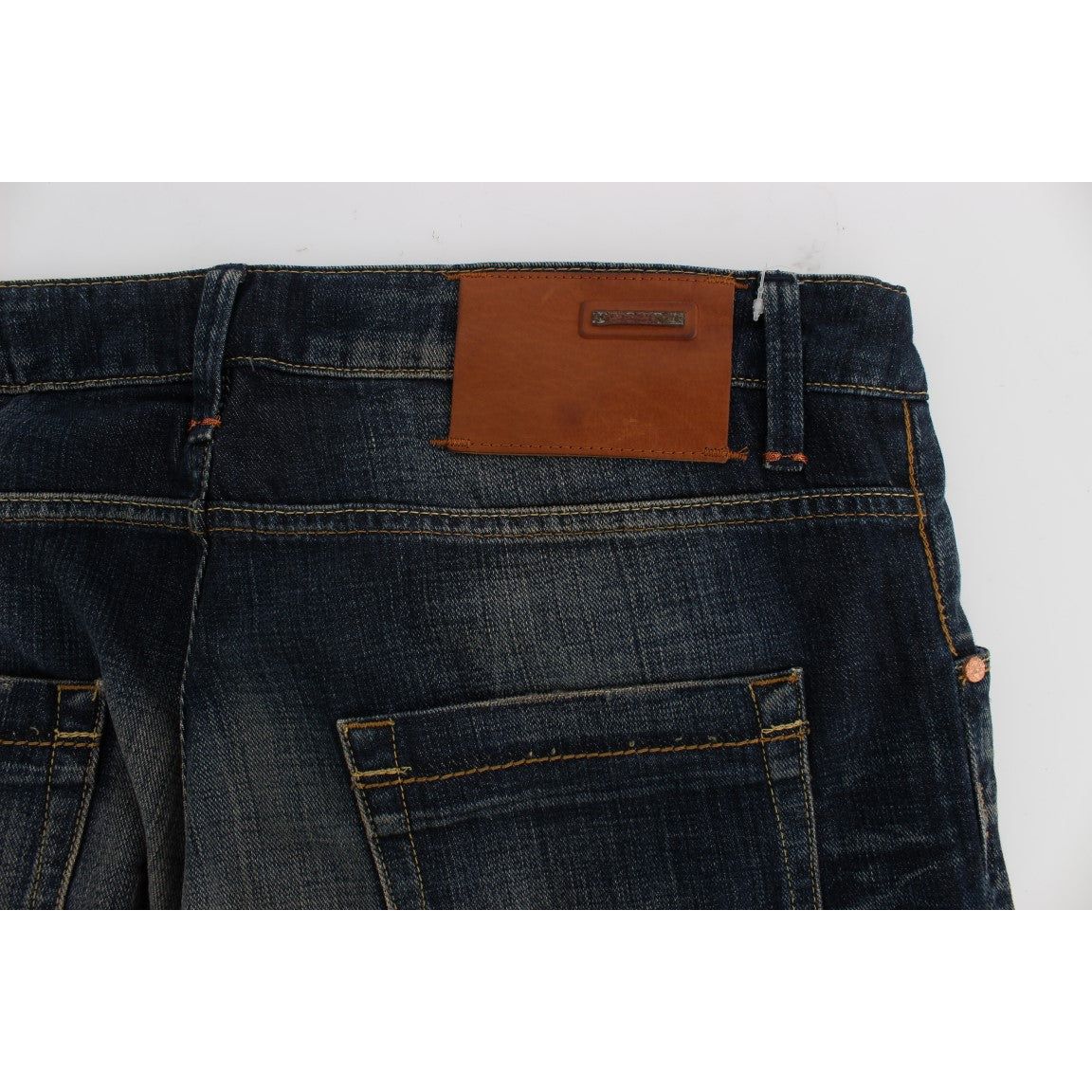 Acht Blue Cotton Straight Fit Low Waist Jeans for Sophisticated Style