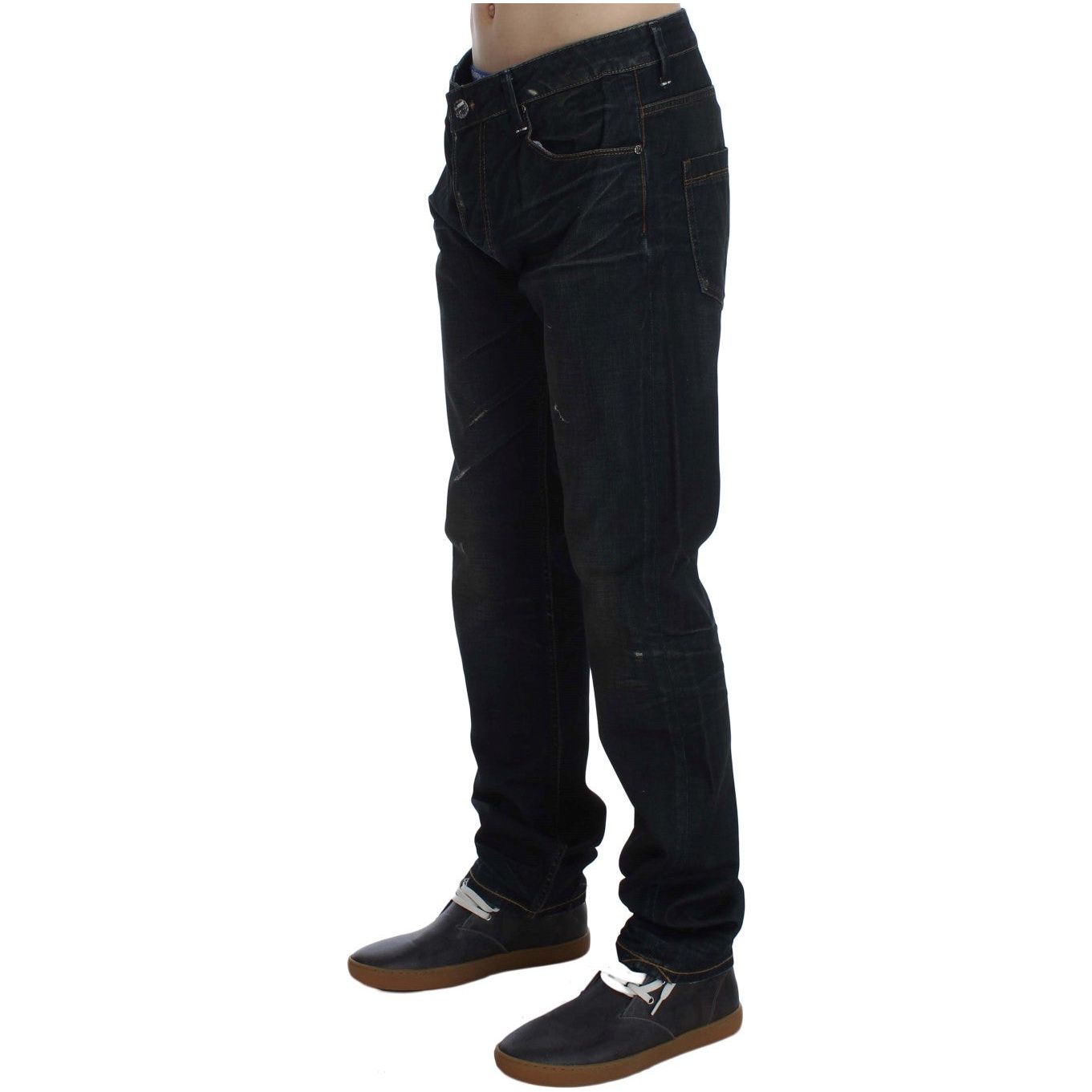 Acht Dark Blue Cotton Straight Fit Jeans for Discerning Taste