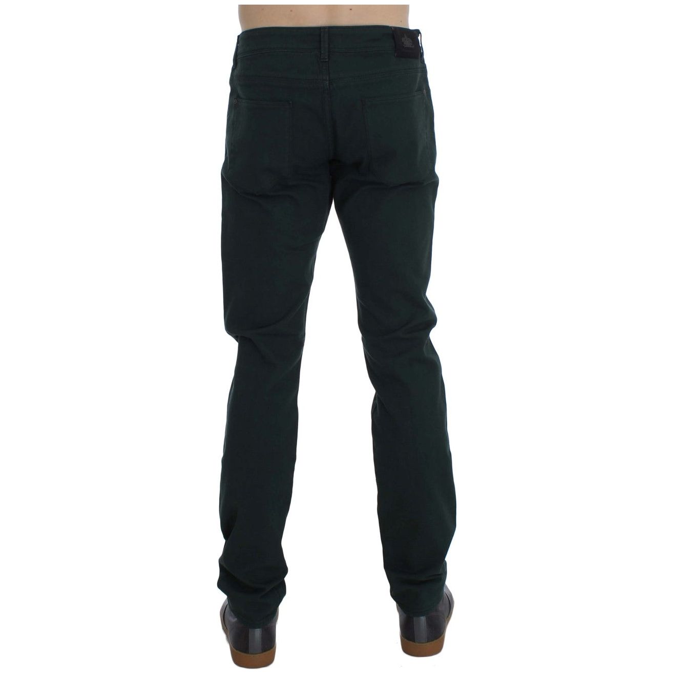 Ermanno Scervino Chic Green Cotton Blend Straight Cut Jeans