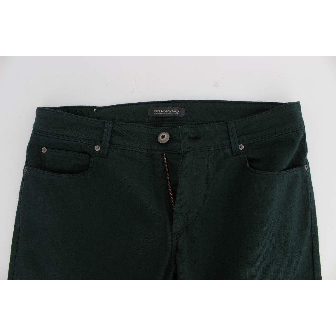 Ermanno Scervino Chic Green Cotton Blend Straight Cut Jeans