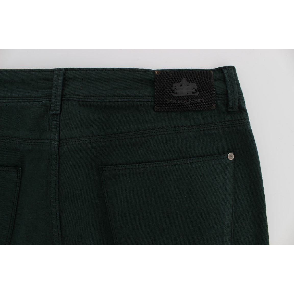 Ermanno Scervino Chic Green Cotton Blend Straight Cut Jeans