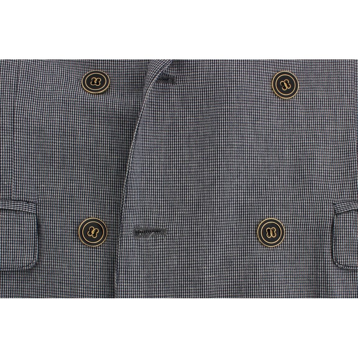 Master Coat Blue Cotton Blend Double-Breasted Blazer