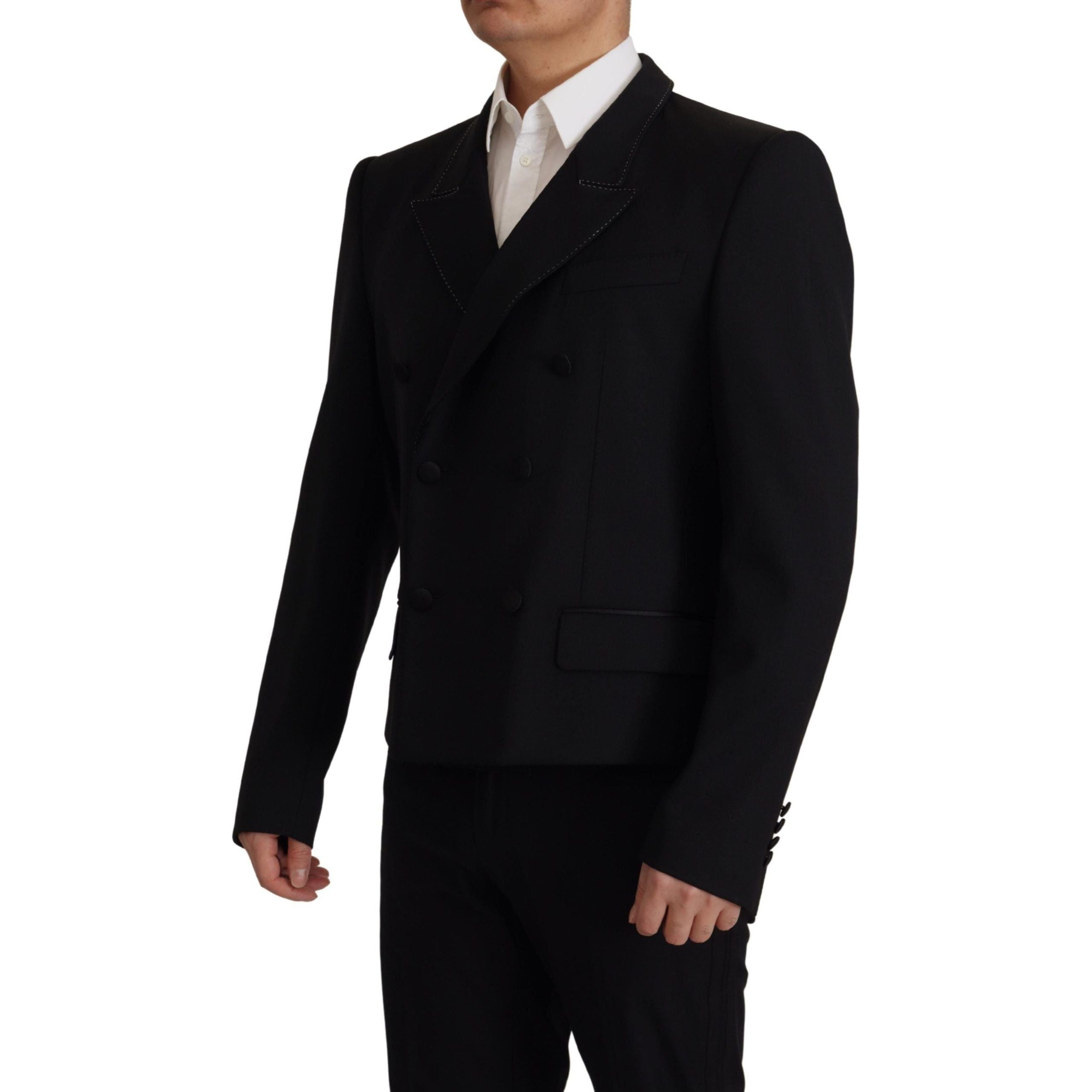 Dolce & Gabbana Black Wool Double Breasted Blazer