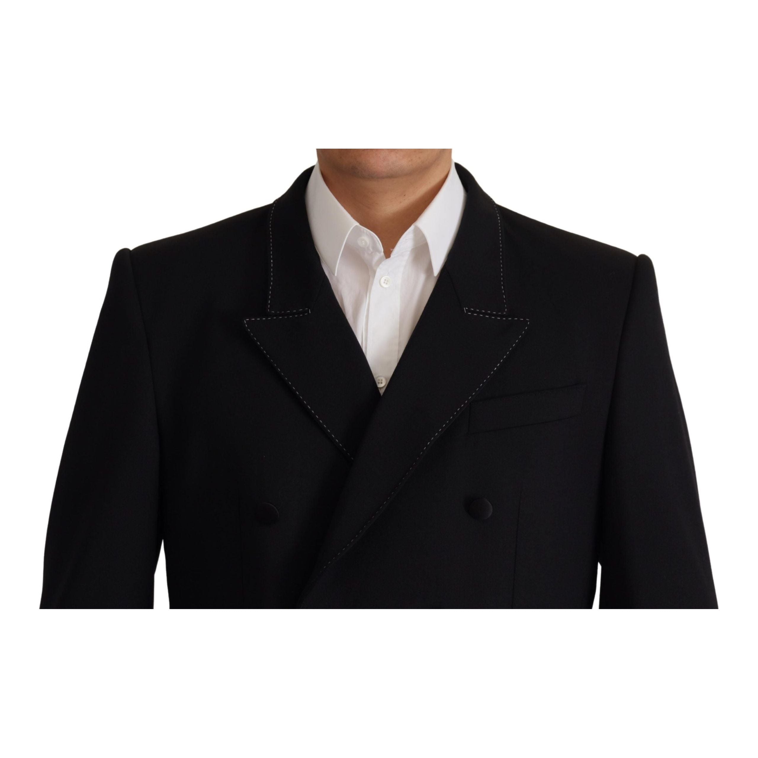 Dolce & Gabbana Black Wool Double Breasted Blazer