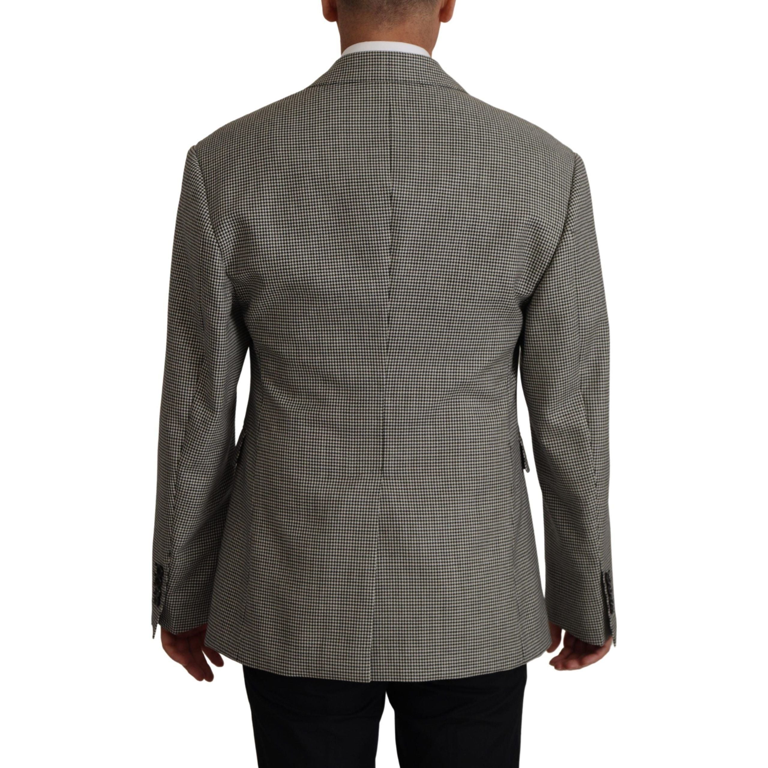 Dolce & Gabbana Gray Wool Checkered Blazer