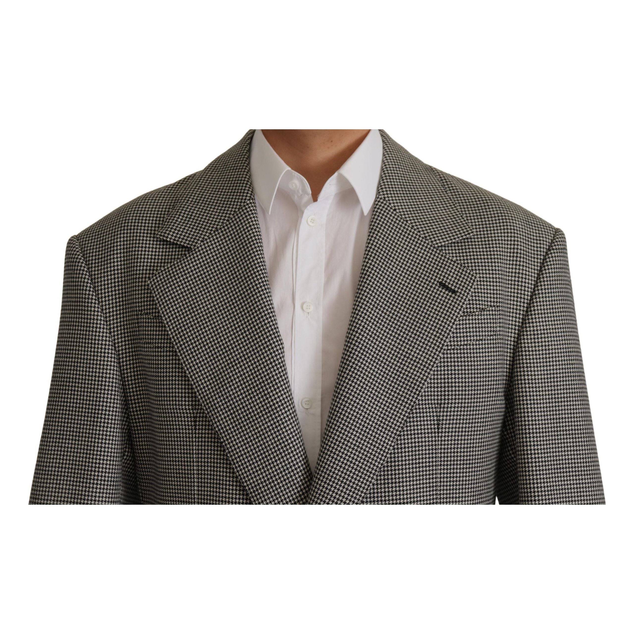 Dolce & Gabbana Gray Wool Checkered Blazer