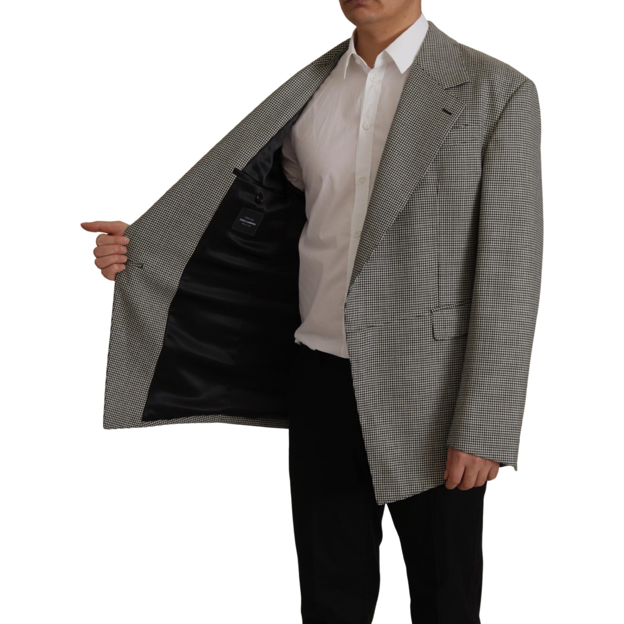 Dolce & Gabbana Gray Wool Checkered Blazer