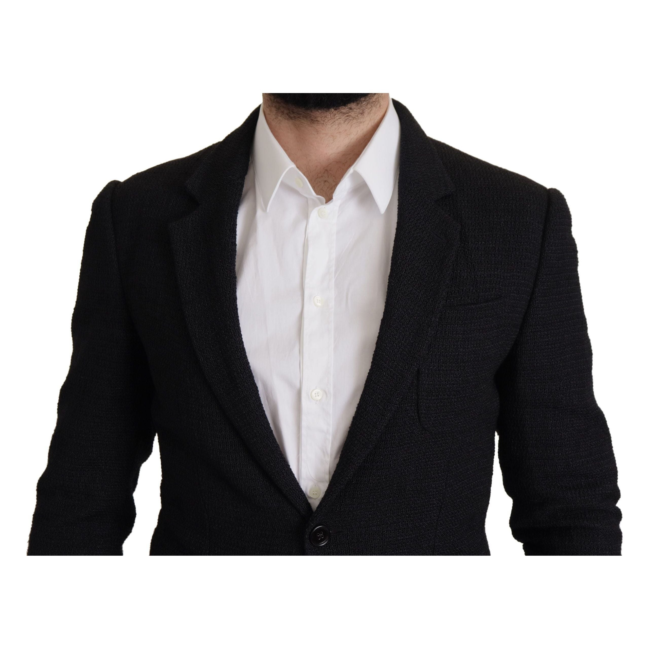 Dolce & Gabbana Navy Wool Elegant Single Breasted Blazer