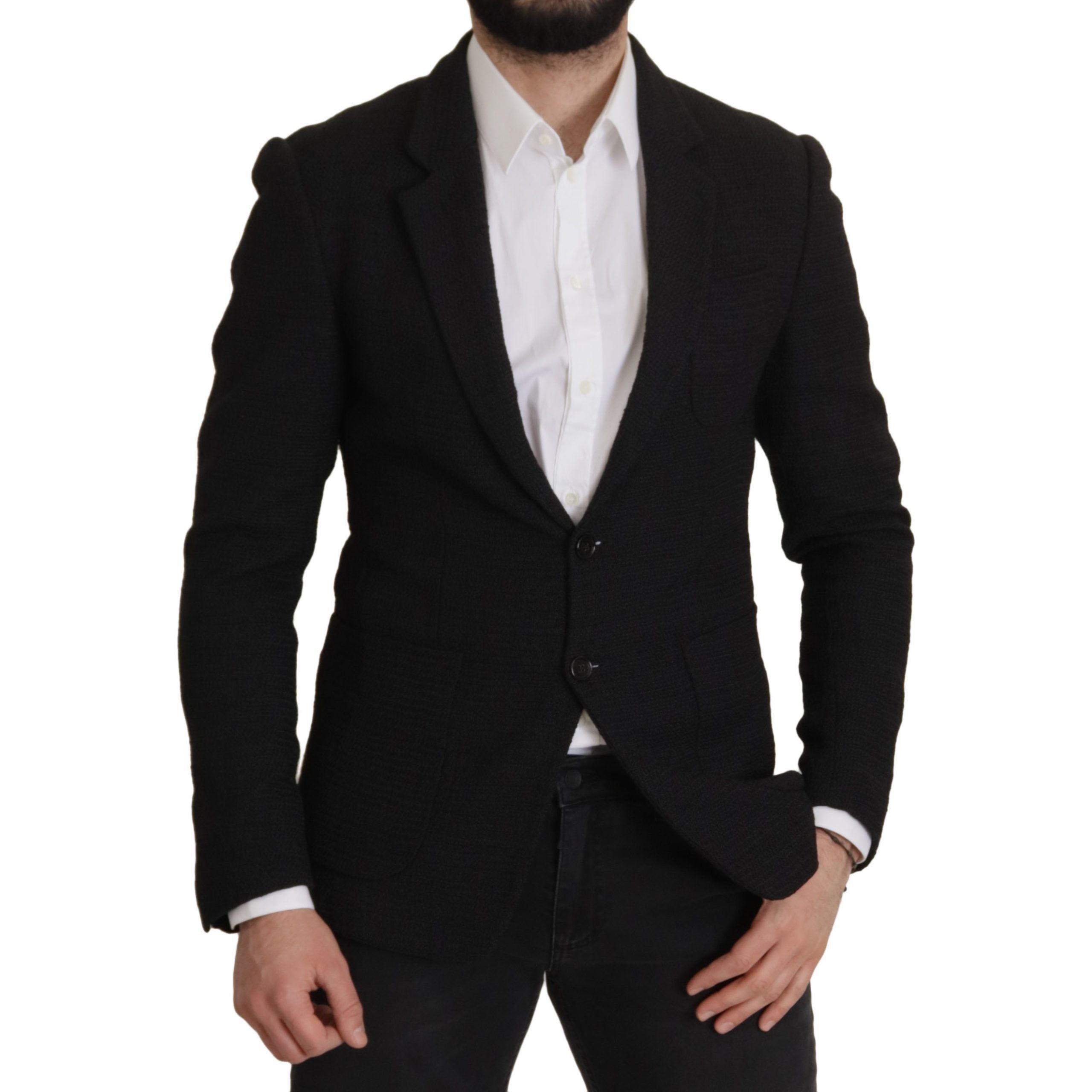 Dolce & Gabbana Navy Wool Elegant Single Breasted Blazer