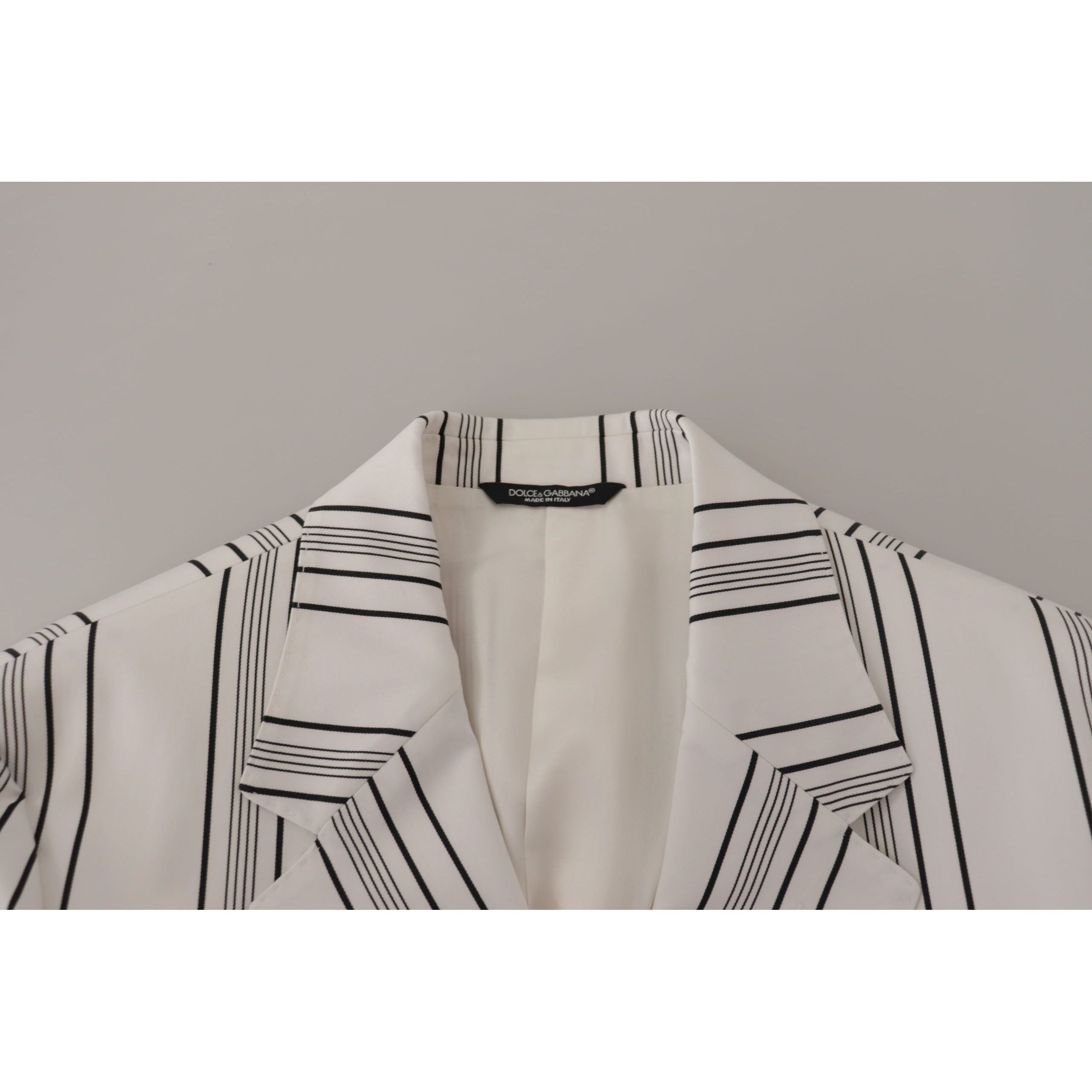 Dolce & Gabbana Navy Cotton Blend Elegant Striped Blazer