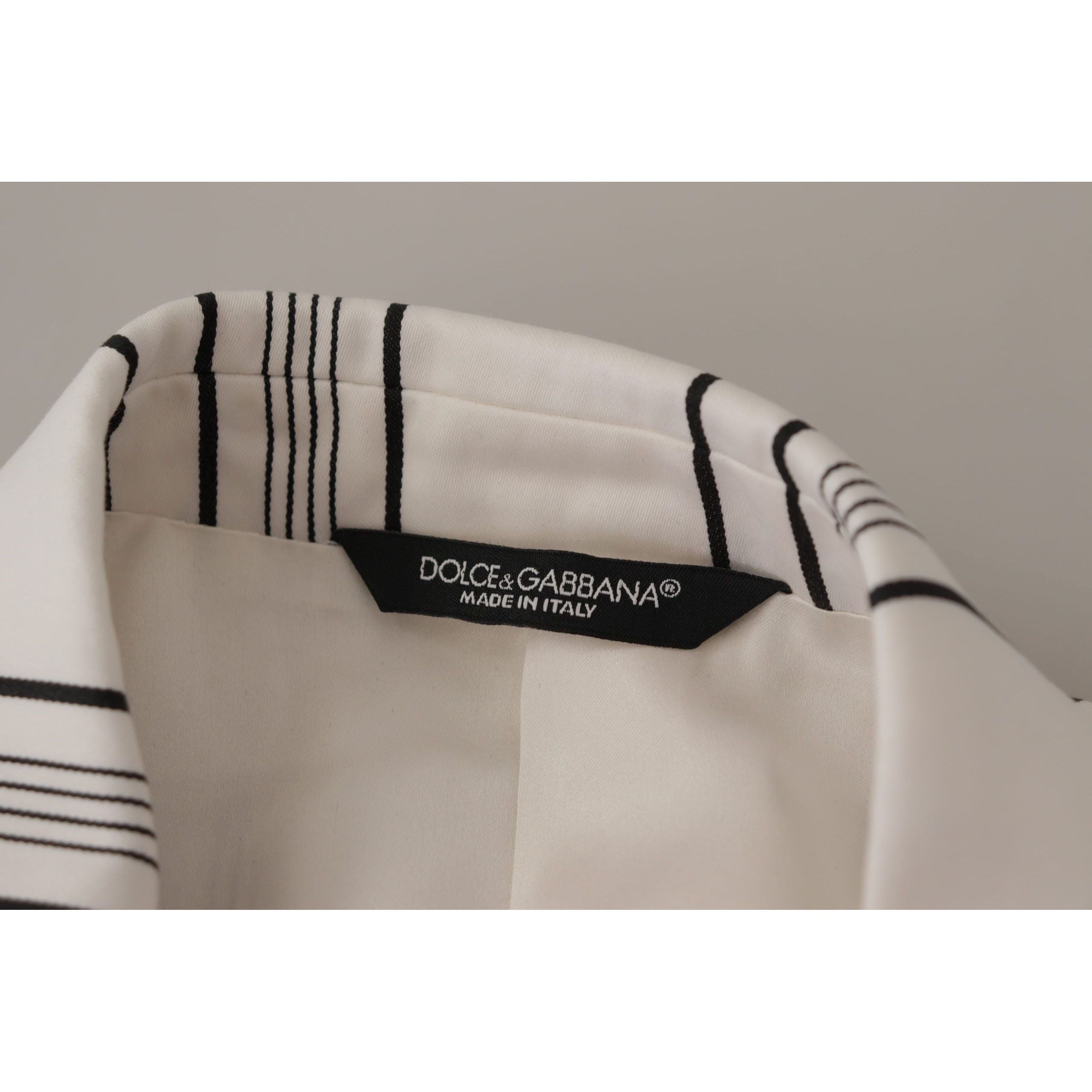 Dolce & Gabbana Navy Cotton Blend Elegant Striped Blazer