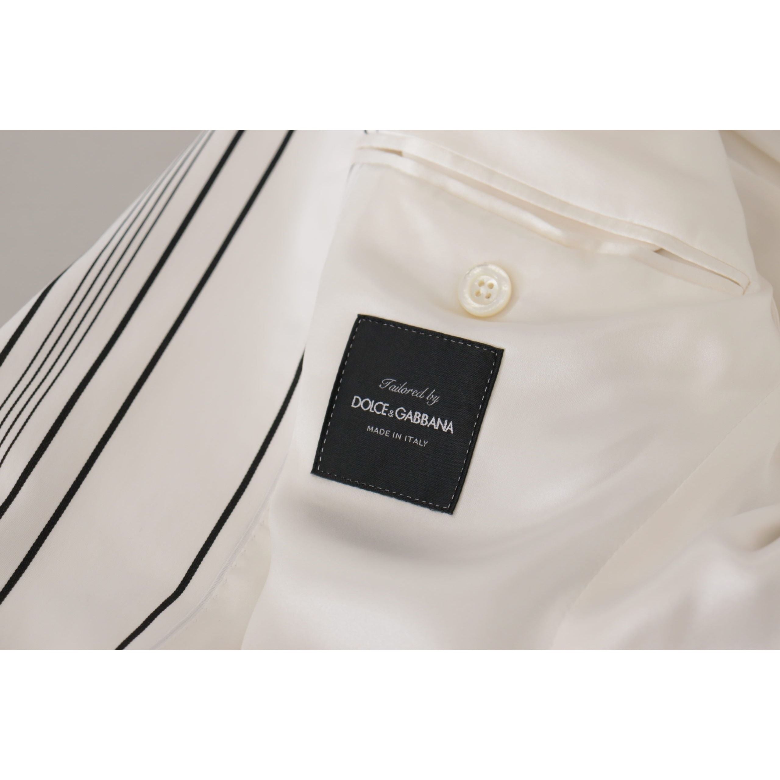 Dolce & Gabbana Navy Cotton Blend Elegant Striped Blazer