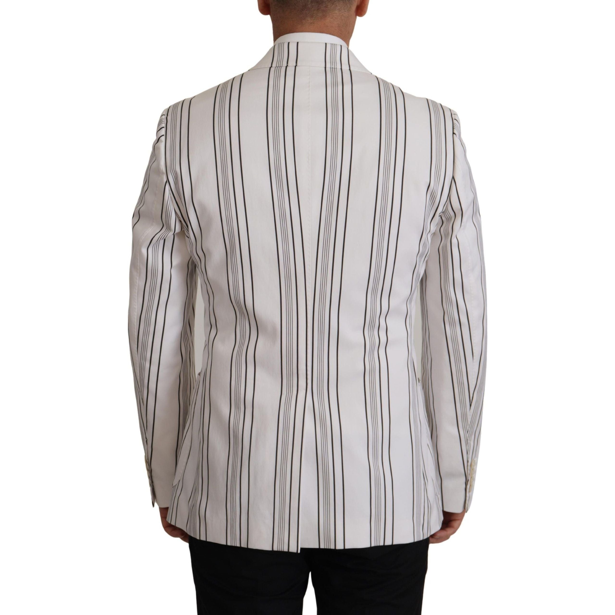 Dolce & Gabbana Navy Cotton Blend Elegant Striped Blazer