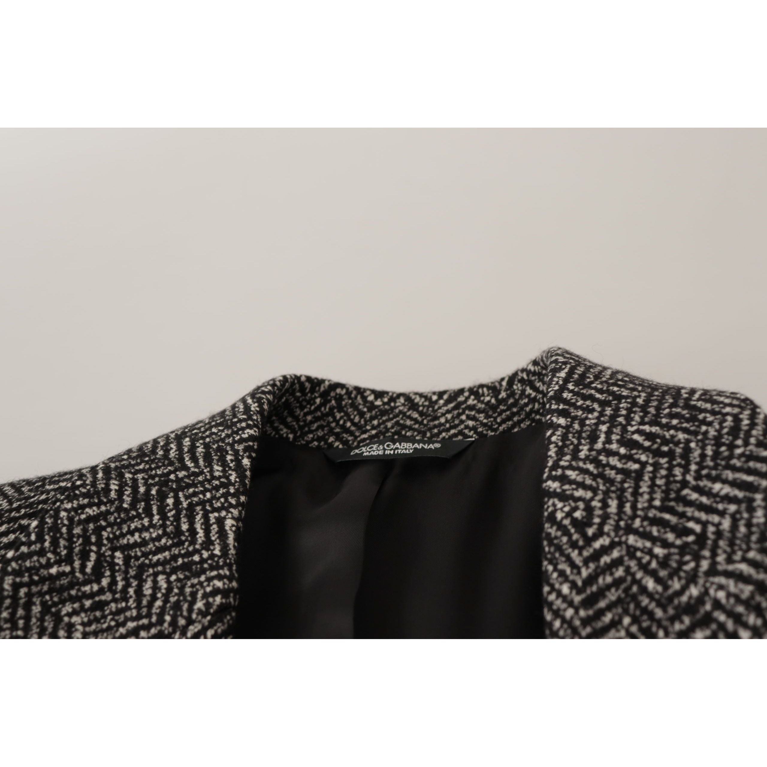 Dolce & Gabbana Gray Wool Herringbone Blazer Jacket