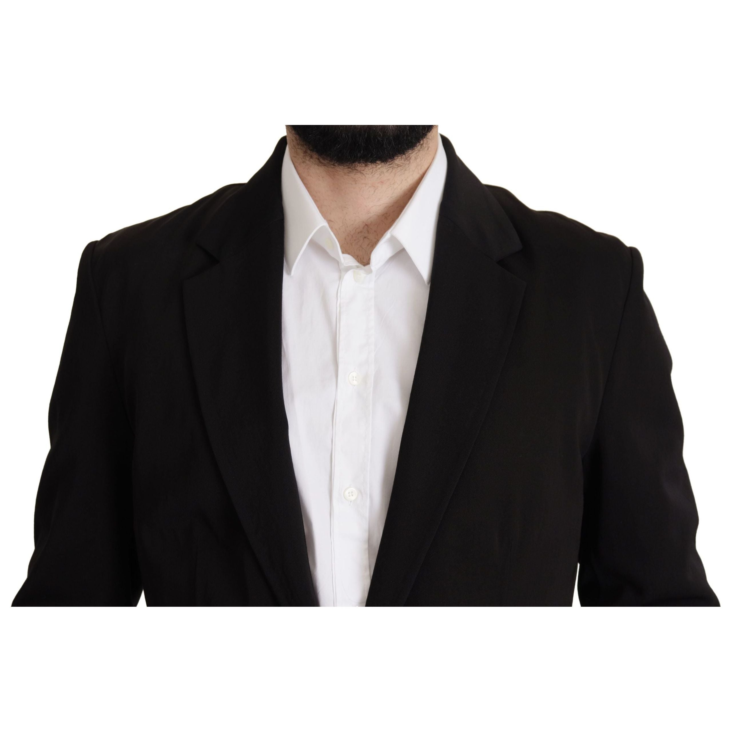Dolce & Gabbana Black Virgin Wool Single Breasted Jacket
