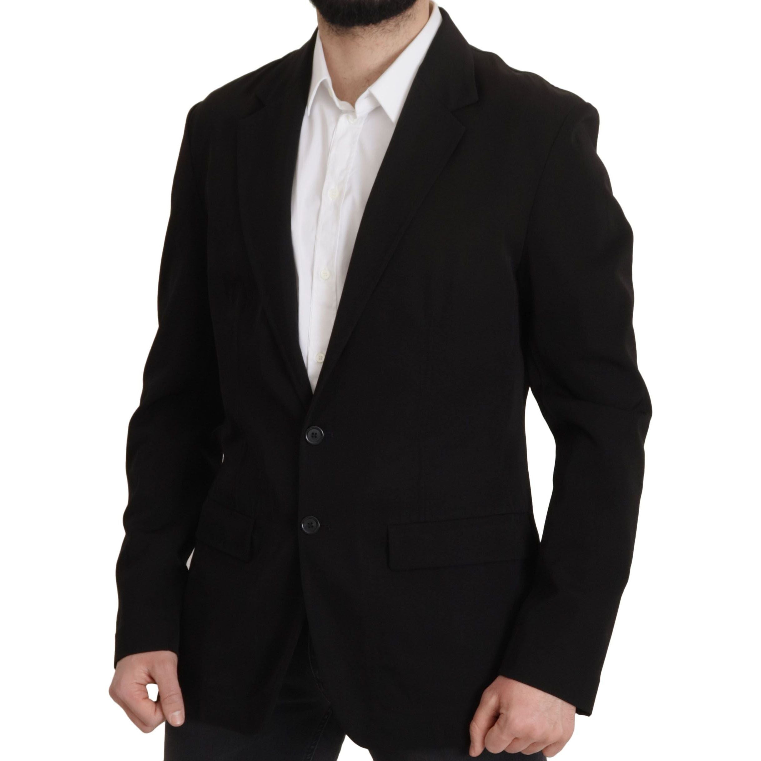 Dolce & Gabbana Black Virgin Wool Single Breasted Jacket