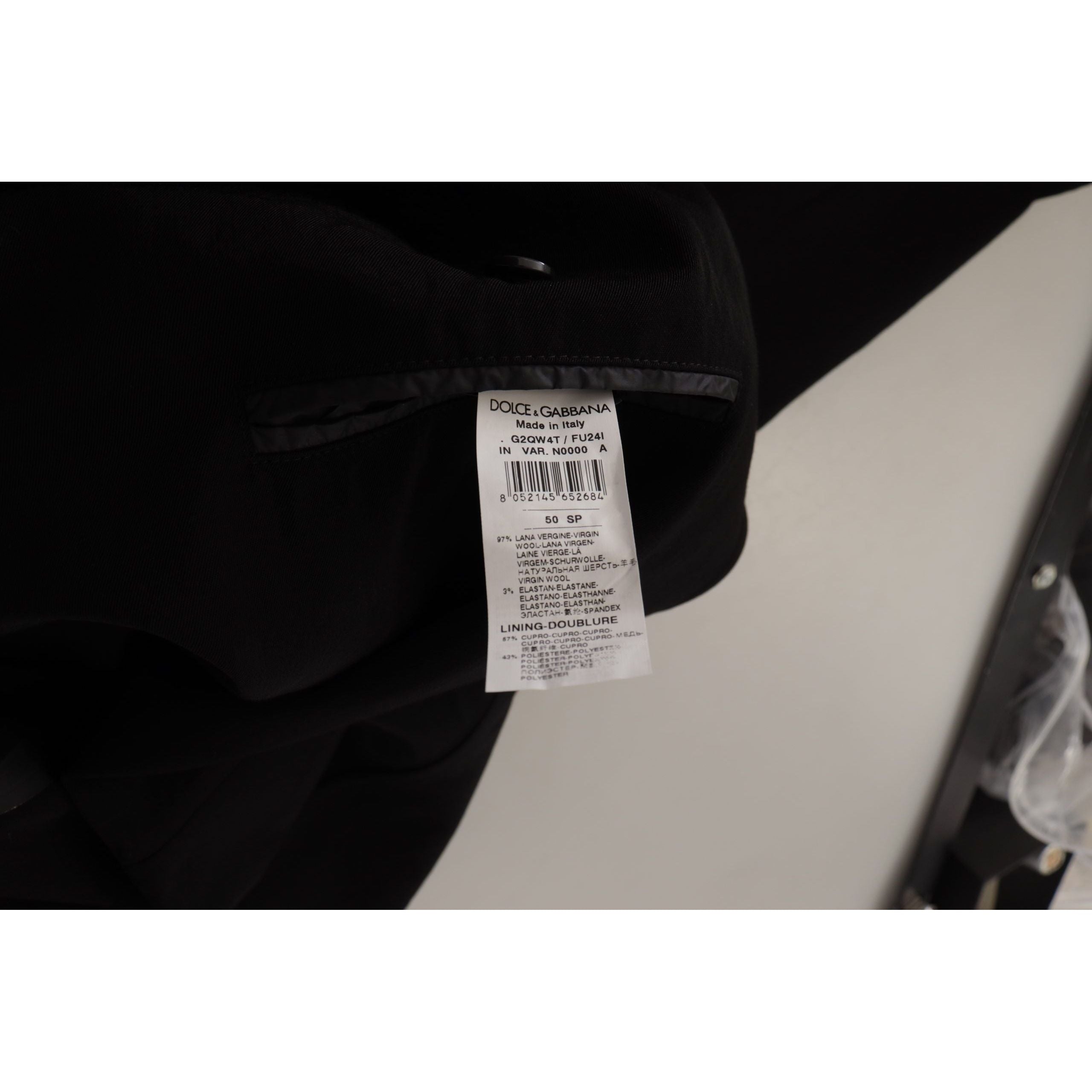 Dolce & Gabbana Black Virgin Wool Single Breasted Jacket