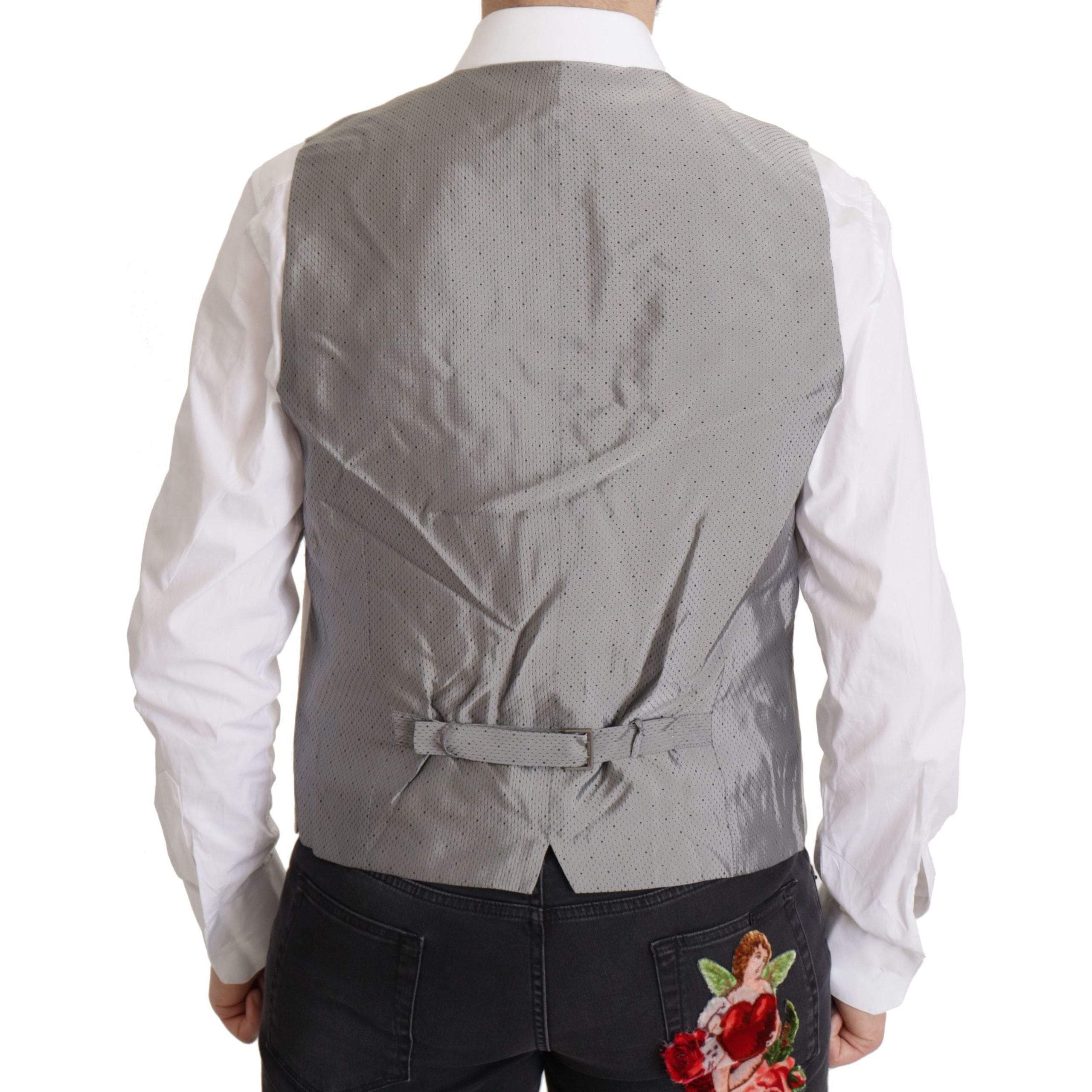 Dolce & Gabbana Light Gray Silk Blend Suit Jacket Set
