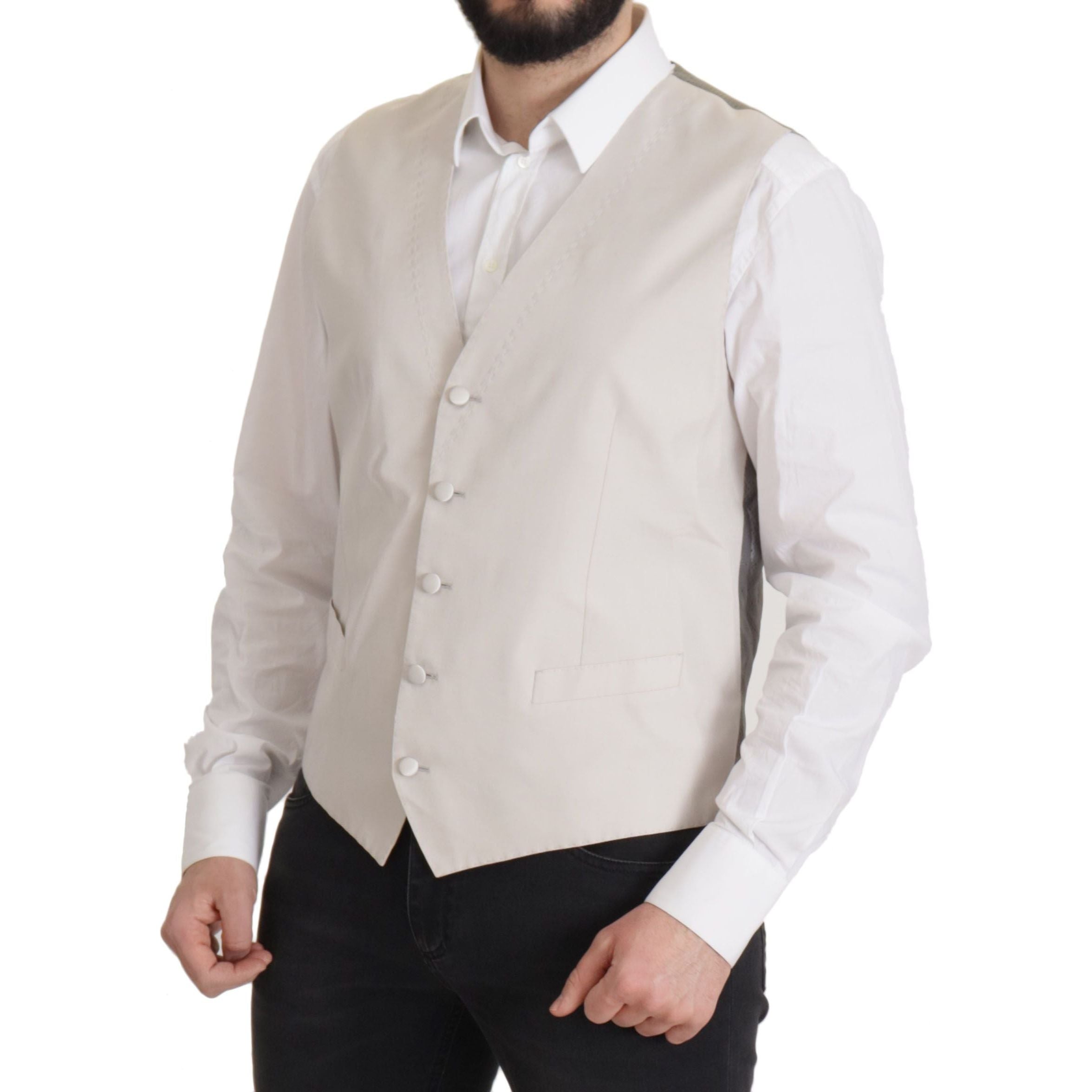 Dolce & Gabbana Light Gray Silk Blend Suit Jacket Set