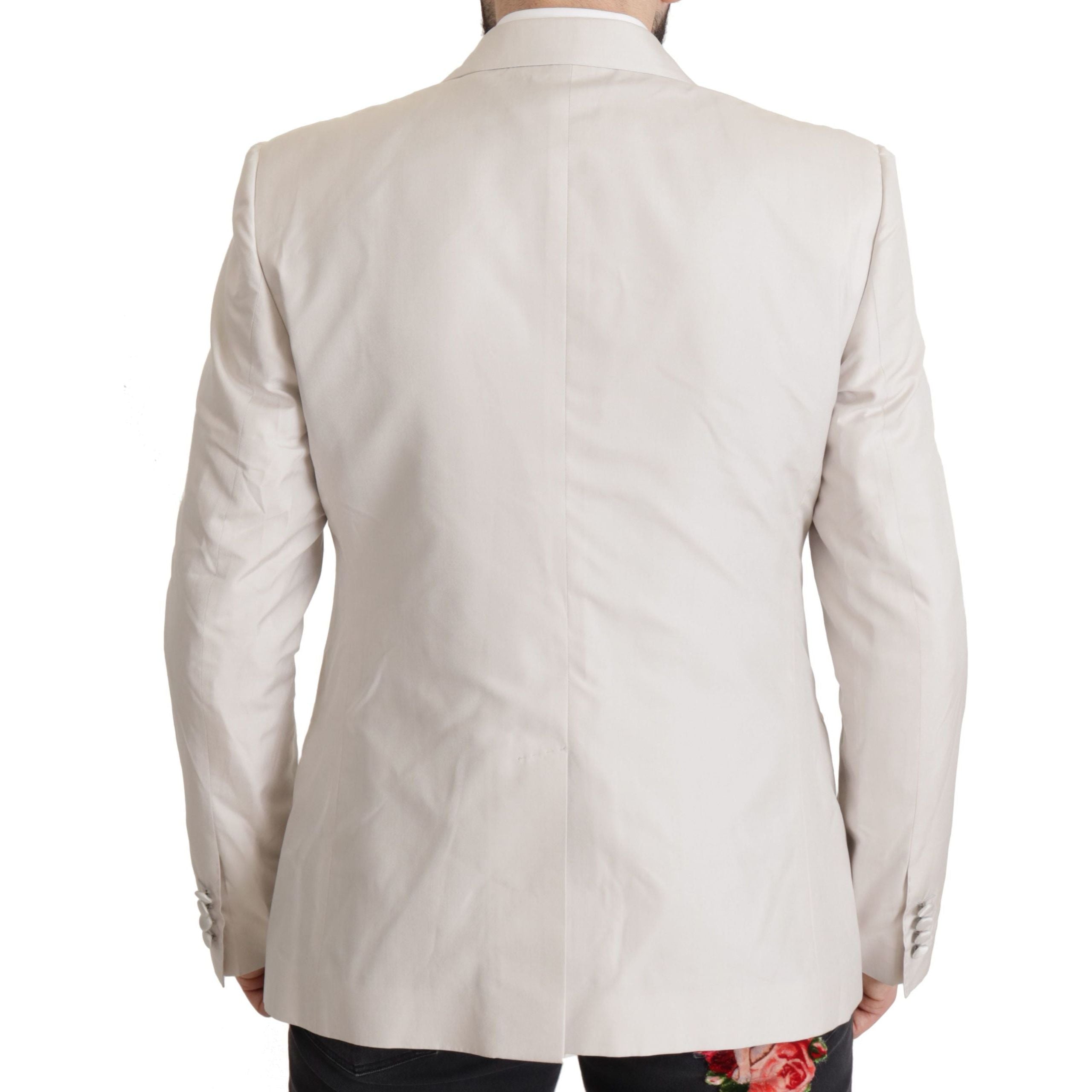 Dolce & Gabbana Light Gray Silk Blend Suit Jacket Set