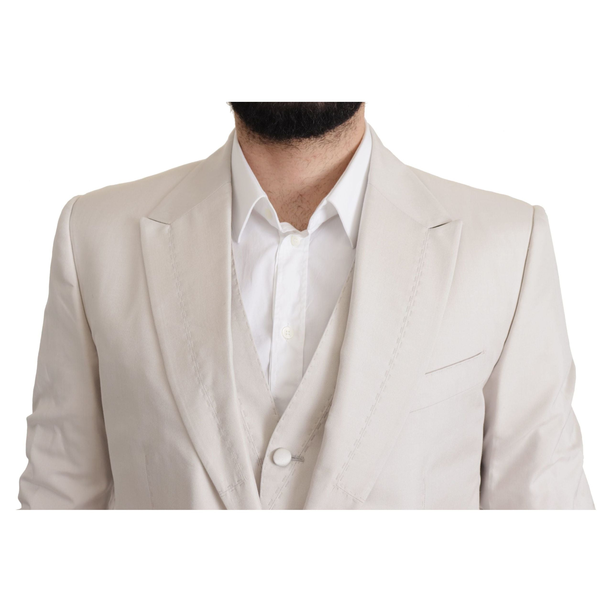 Dolce & Gabbana Light Gray Silk Blend Suit Jacket Set