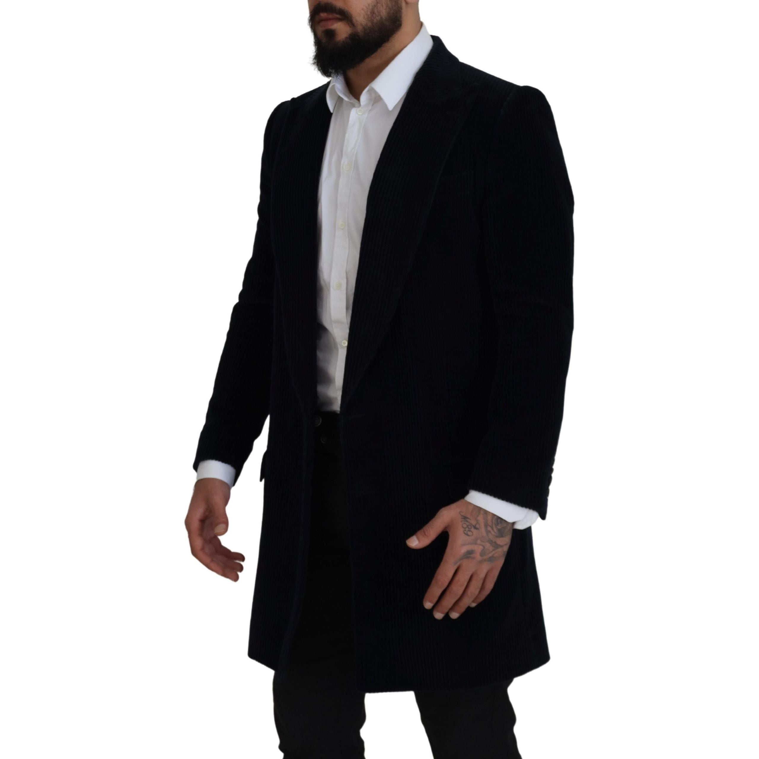 Dolce & Gabbana Black Cotton Long Cardigan Jacket