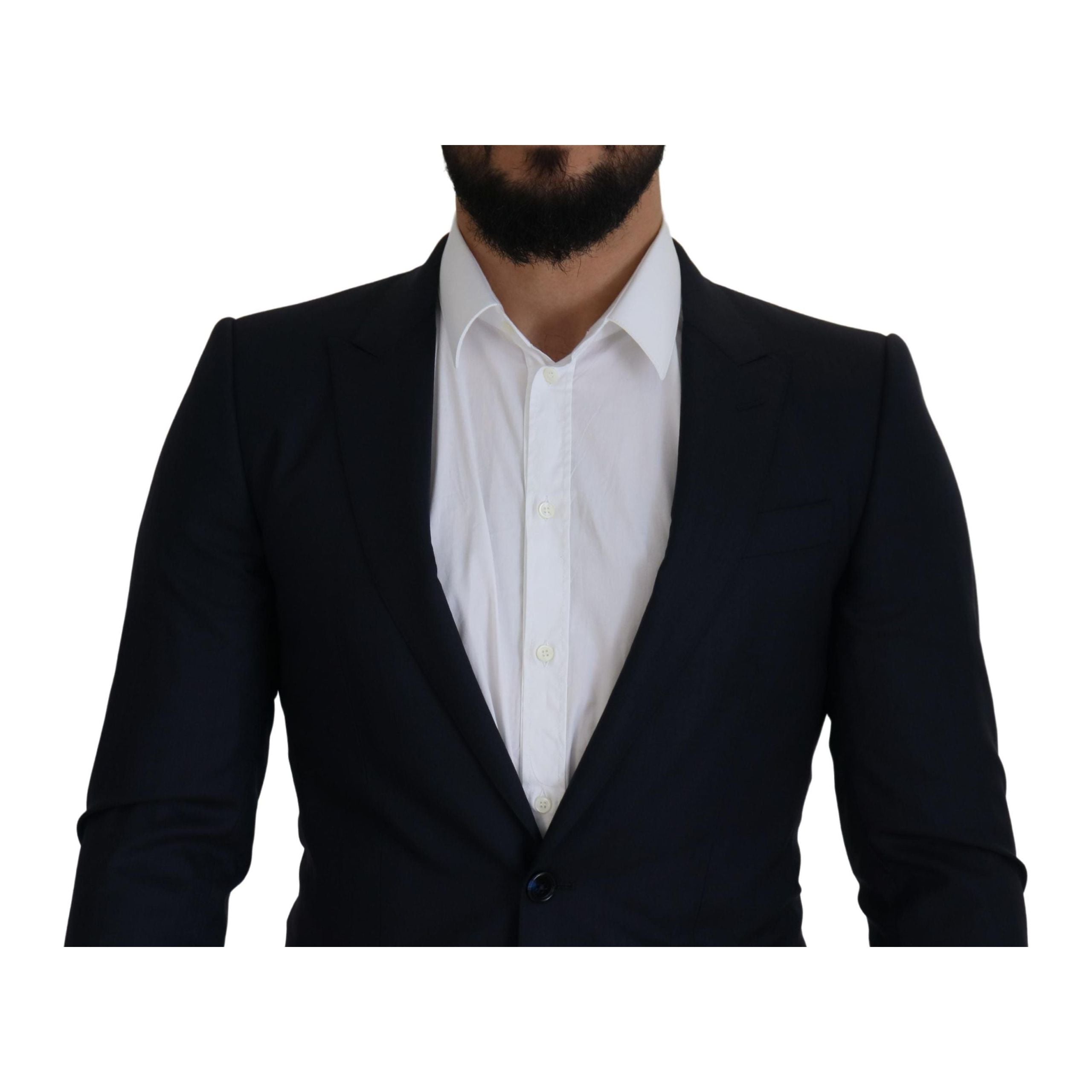 Dolce & Gabbana Navy Wool Silk Blazer