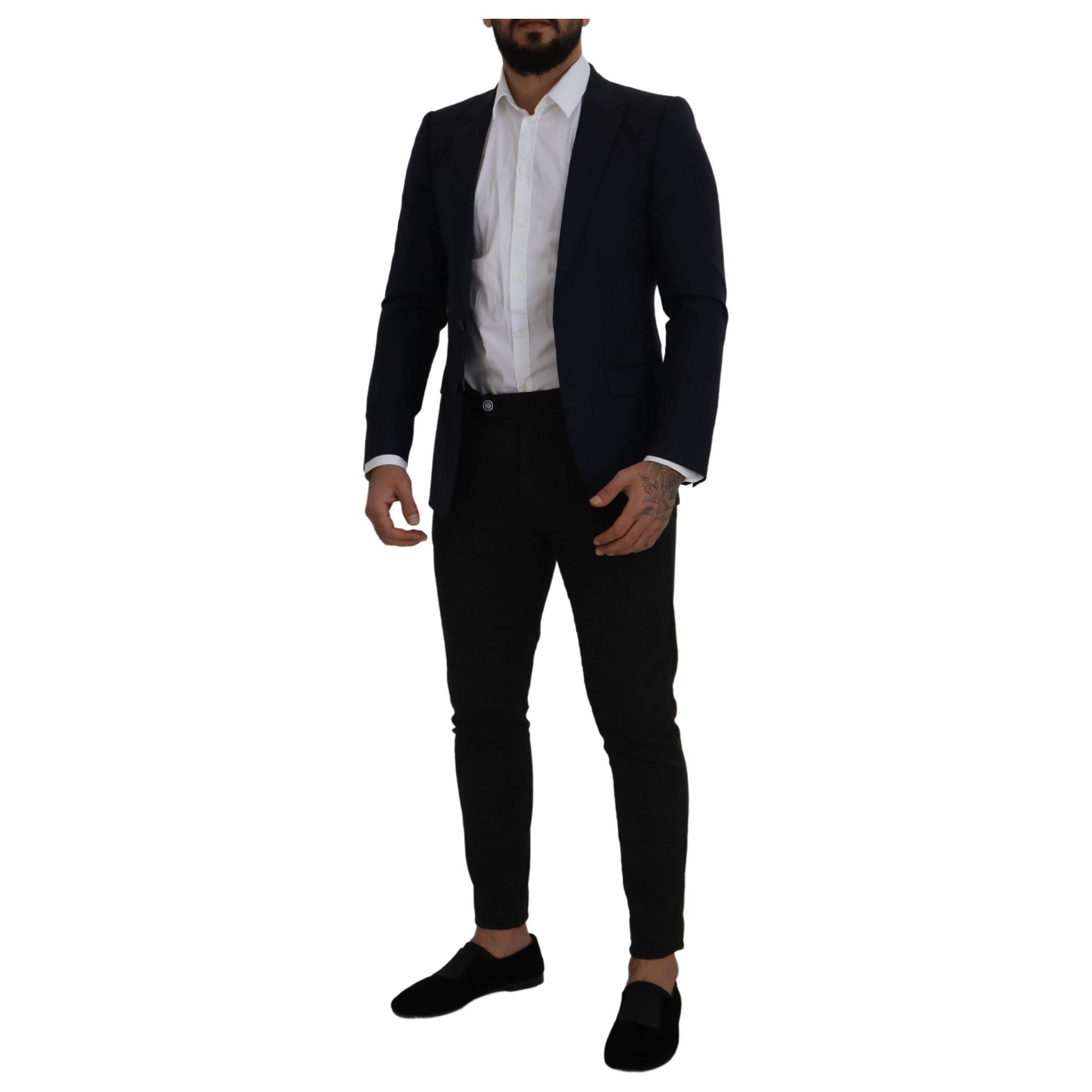 Dolce & Gabbana Navy Wool Silk Blazer