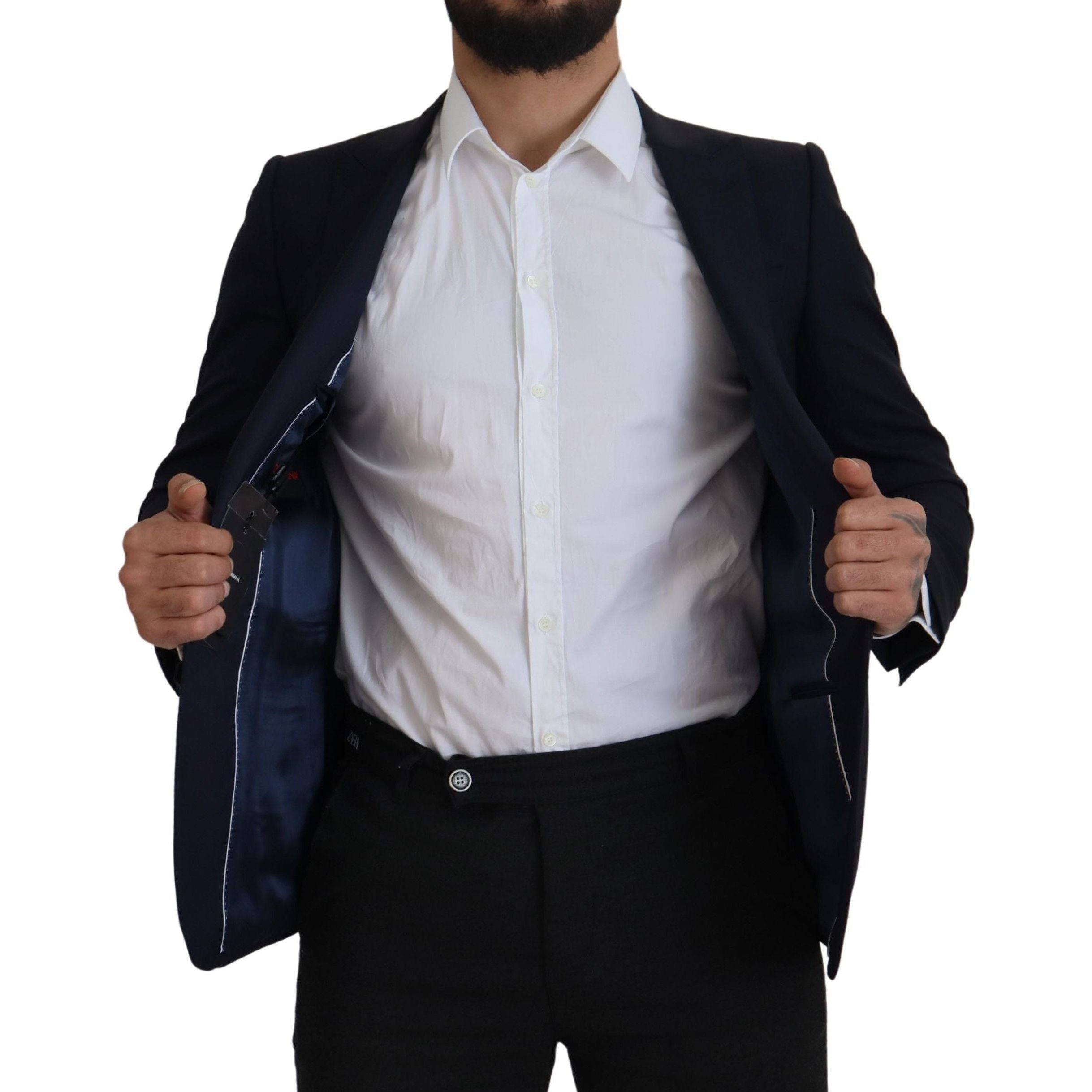 Dolce & Gabbana Navy Wool Silk Blazer