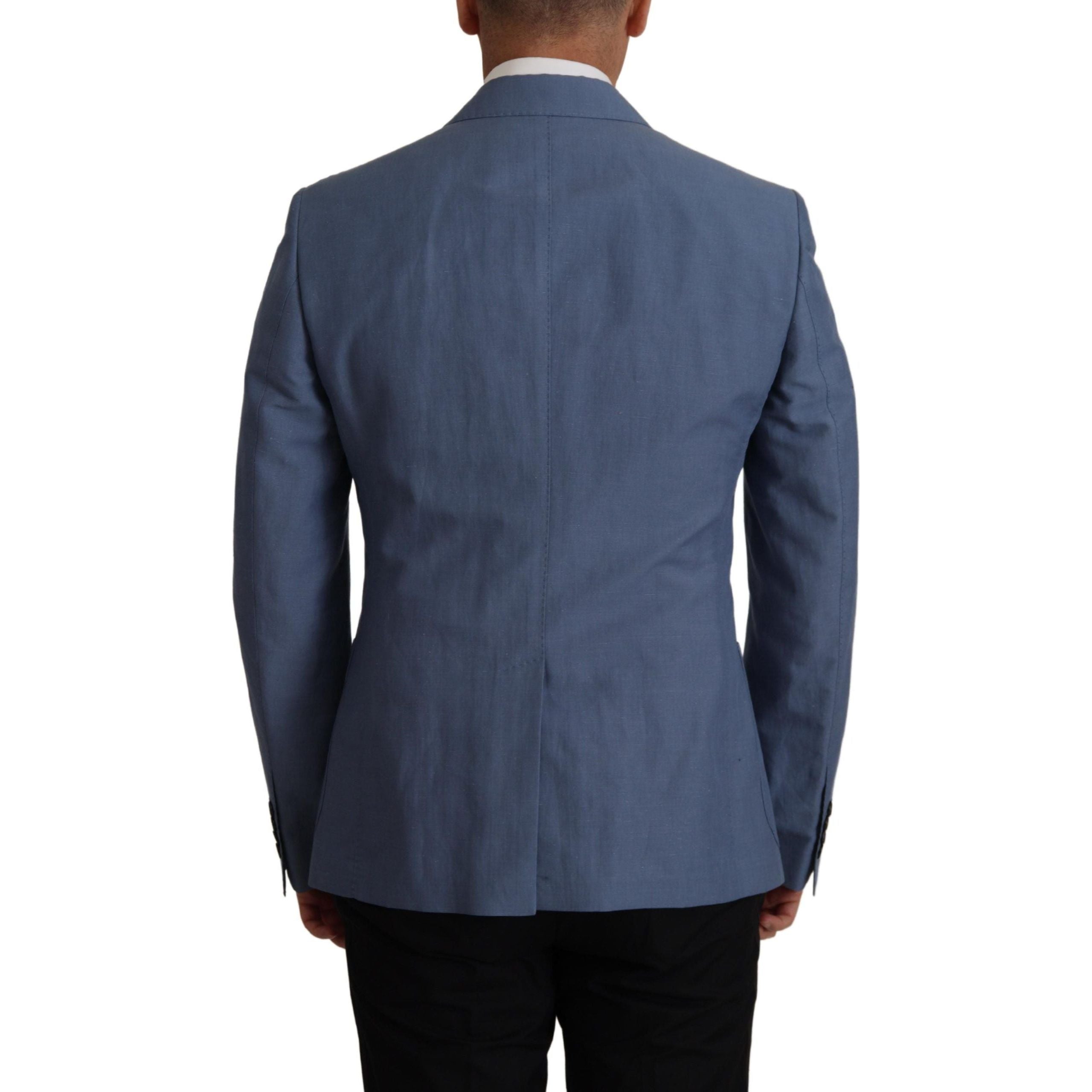 Dolce & Gabbana Blue Linen Single Breasted Jacket
