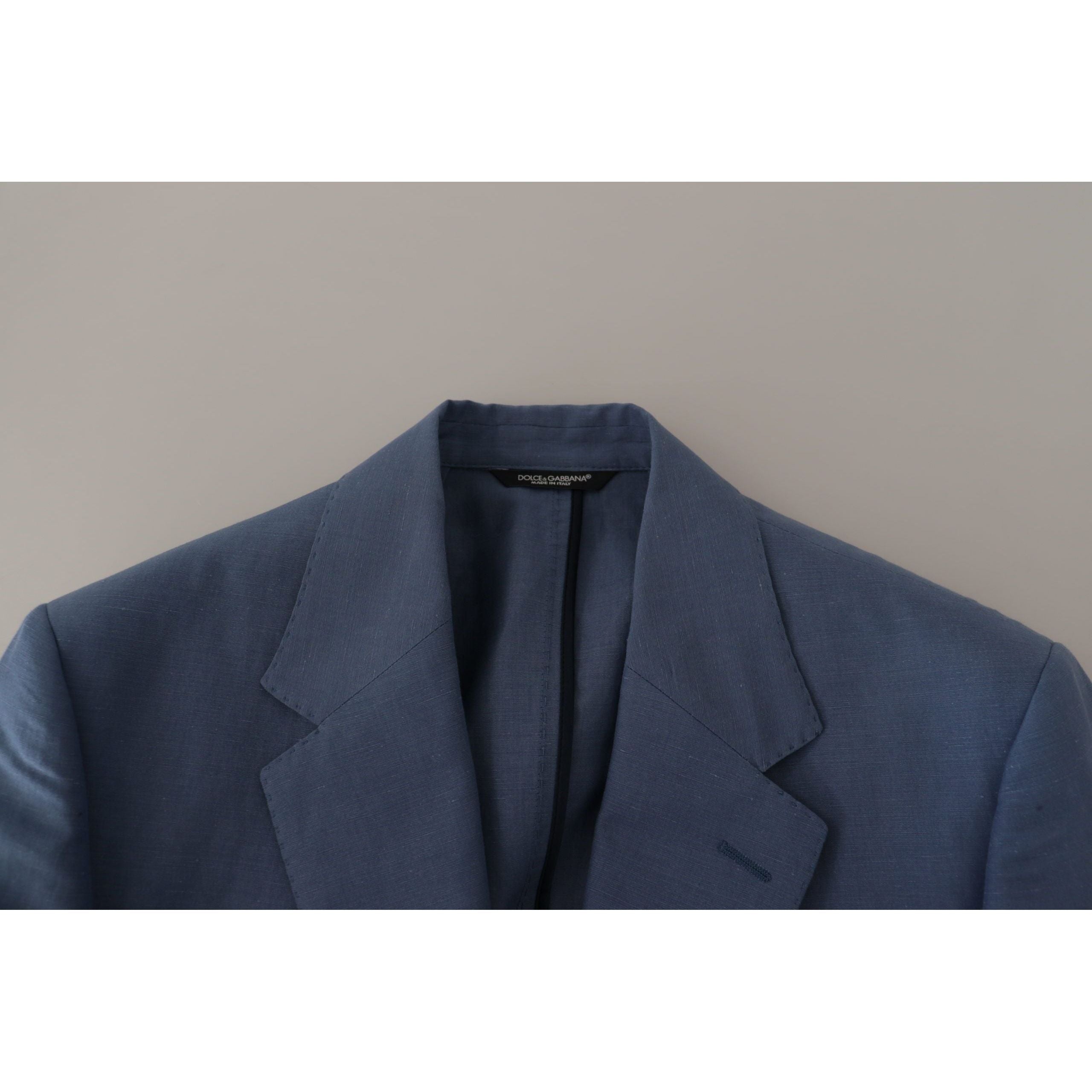 Dolce & Gabbana Blue Linen Single Breasted Jacket