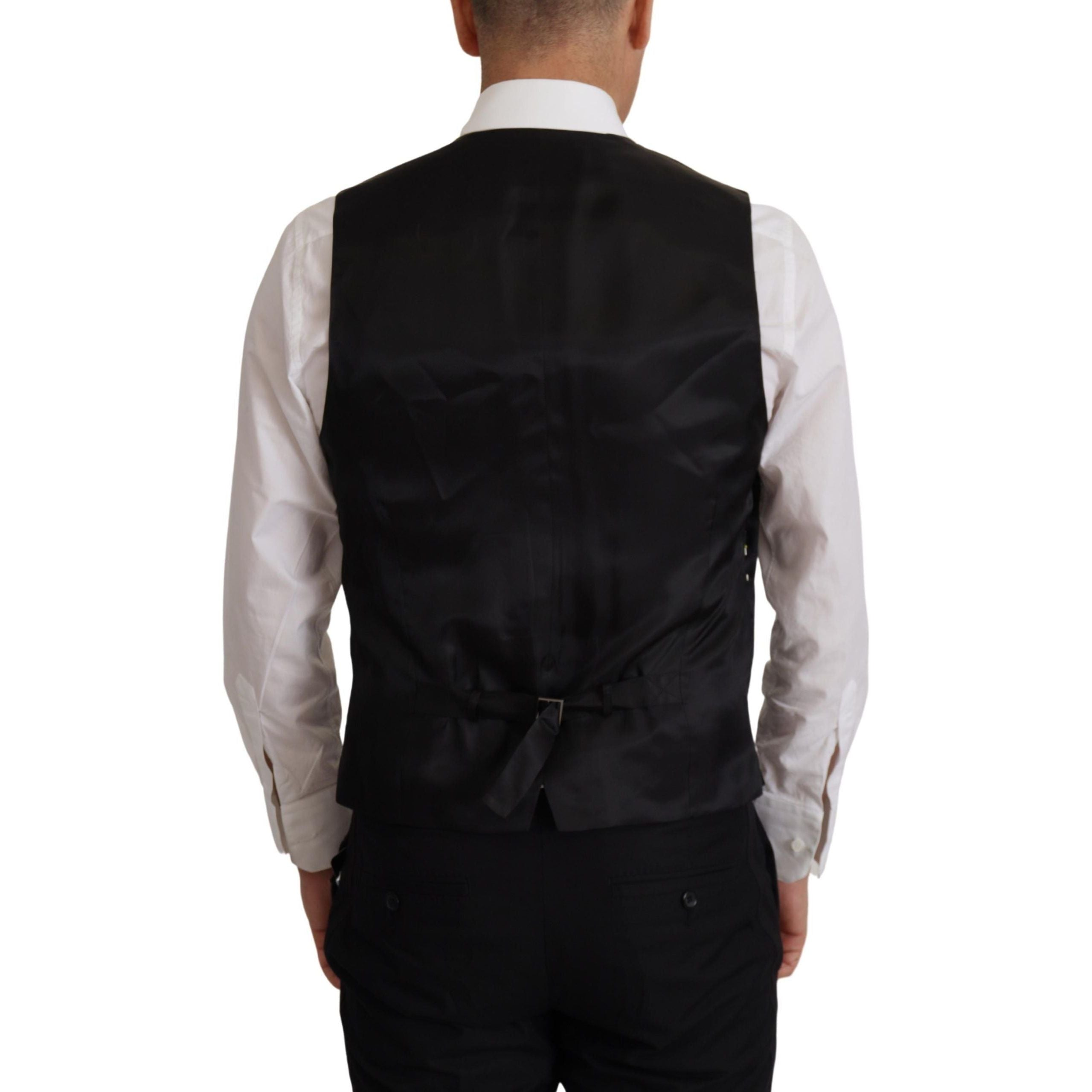 Dolce & Gabbana Black Virgin Wool Blazer and Vest Set
