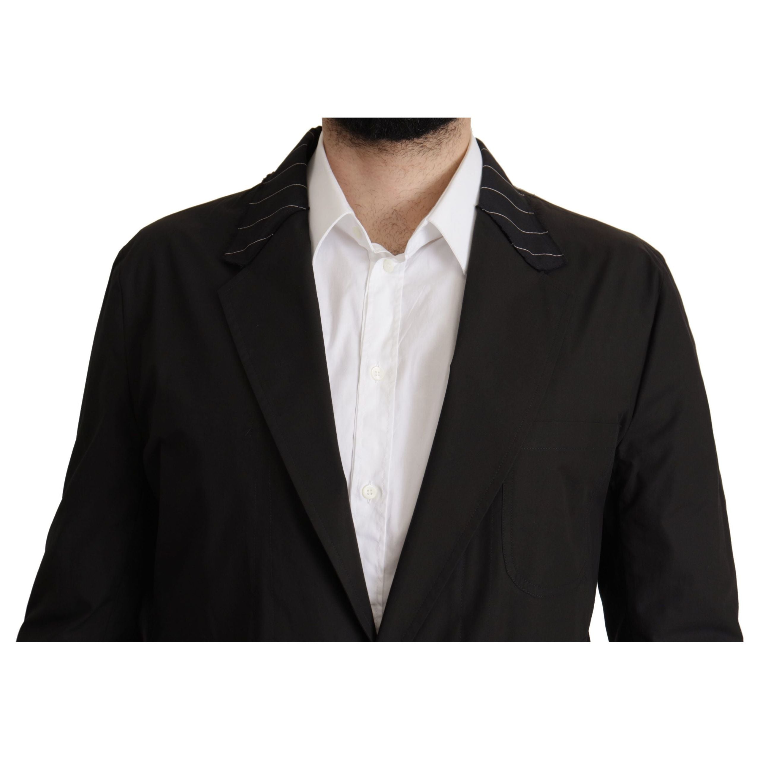Dolce & Gabbana Black Cotton-Wool Blend Blazer Jacket