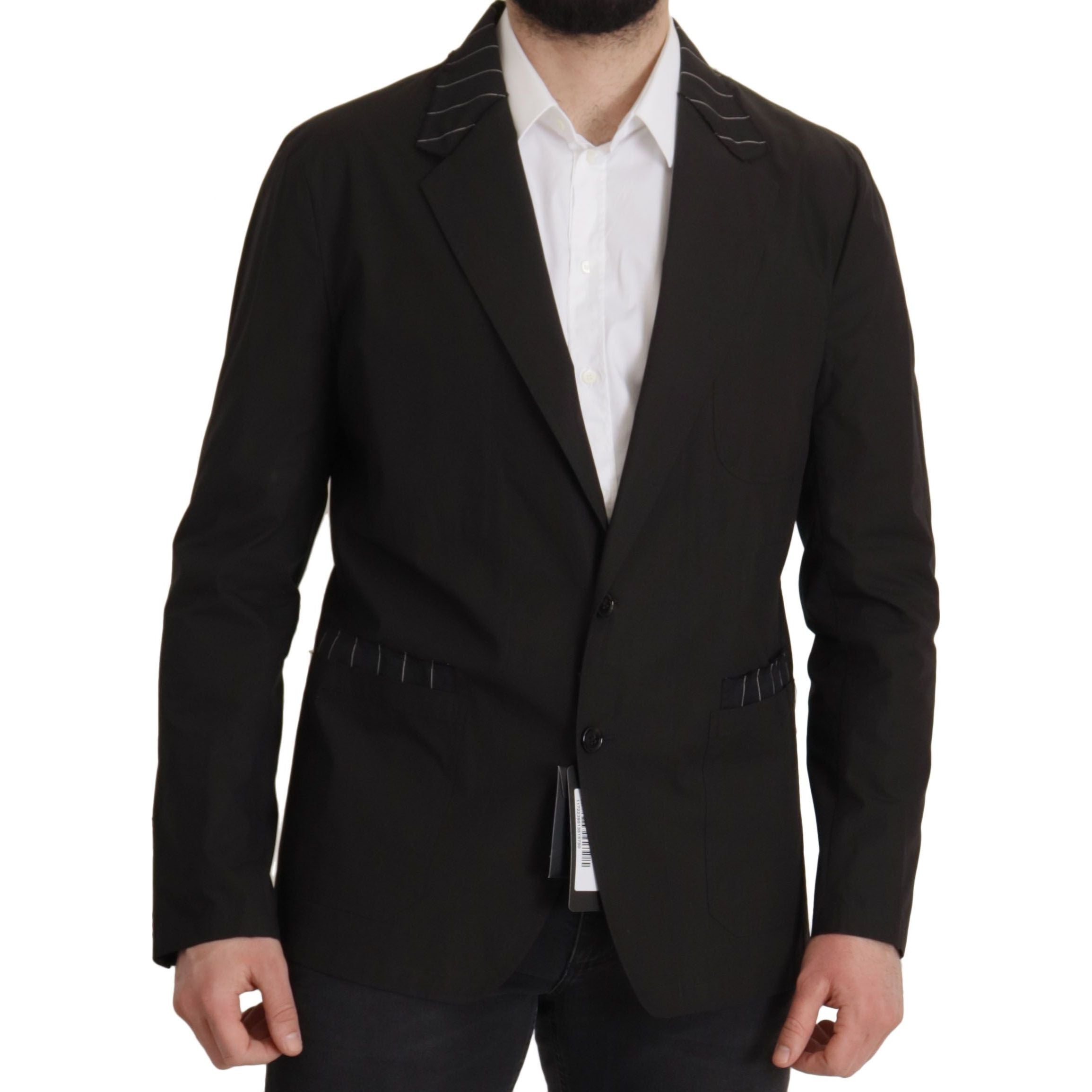Dolce & Gabbana Black Cotton-Wool Blend Blazer Jacket