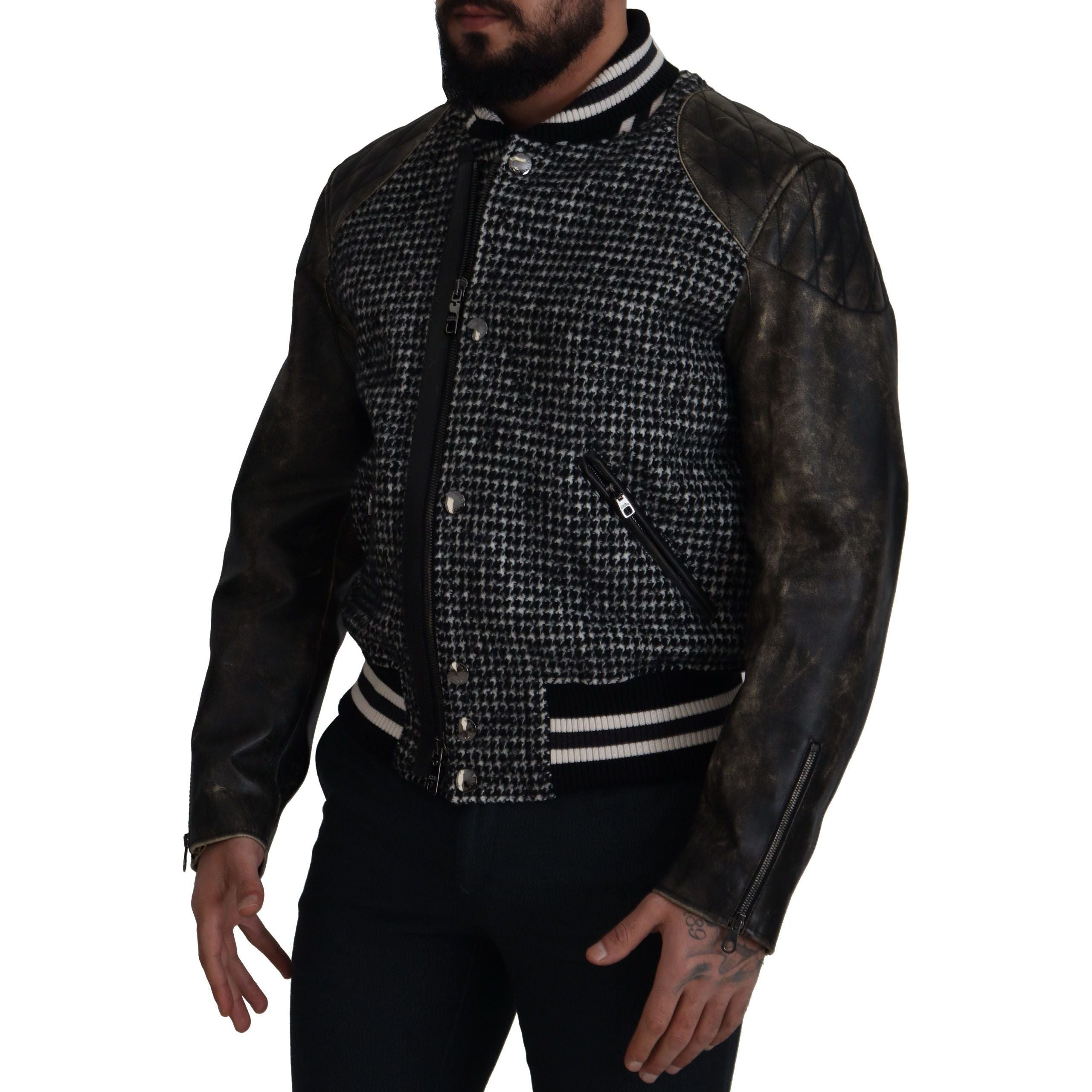 Dolce & Gabbana Multicolor Leather Bomber Jacket