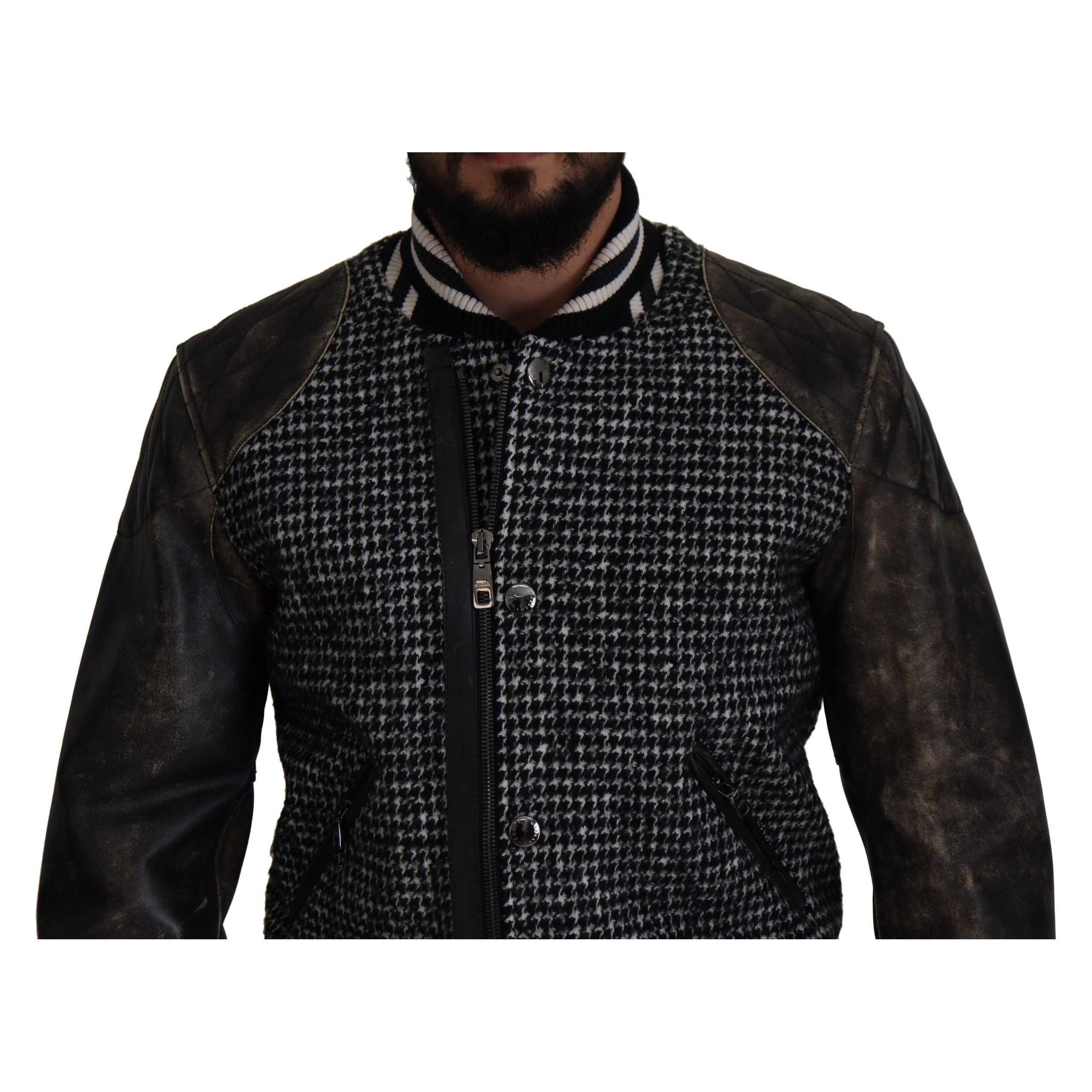 Dolce & Gabbana Multicolor Leather Bomber Jacket