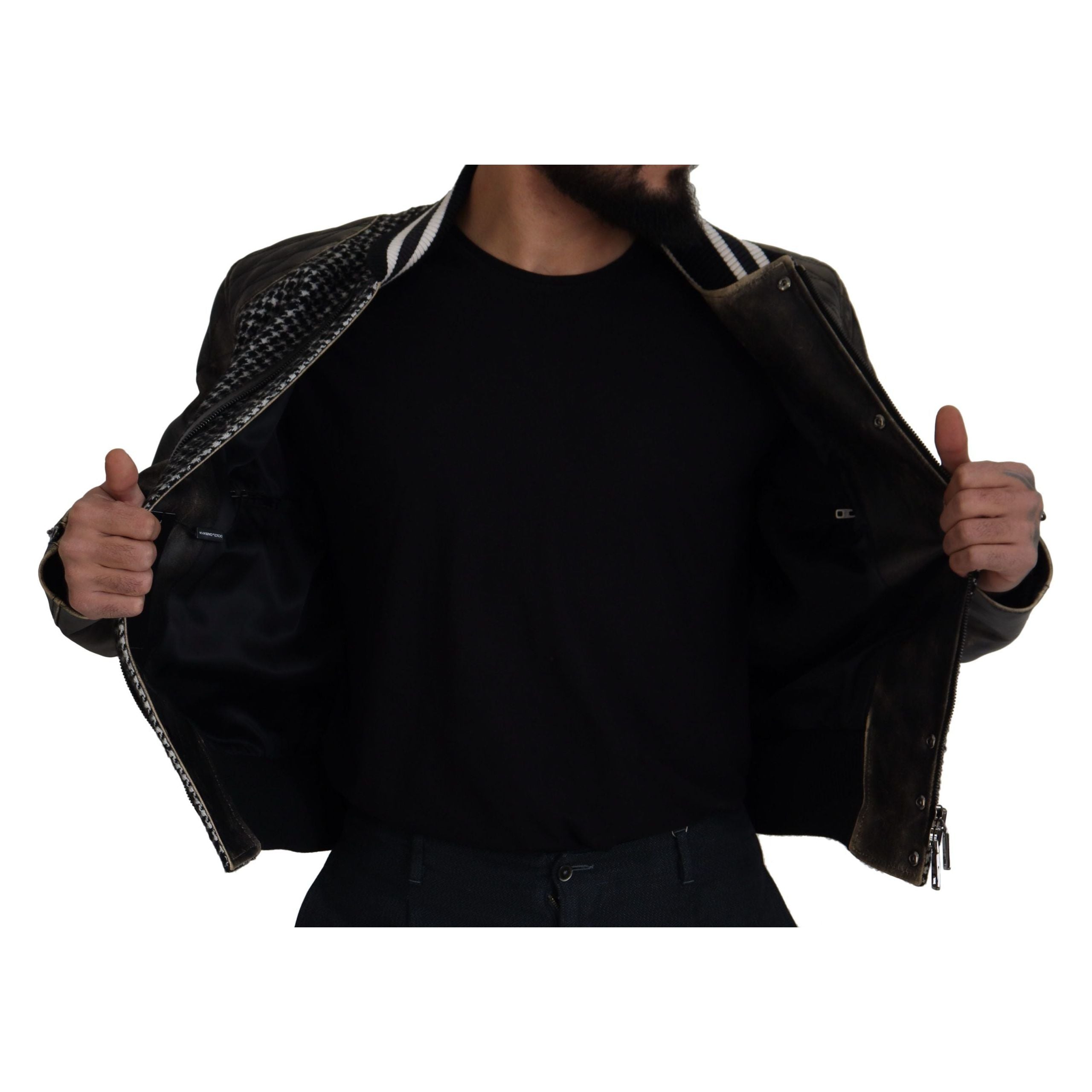 Dolce & Gabbana Multicolor Leather Bomber Jacket