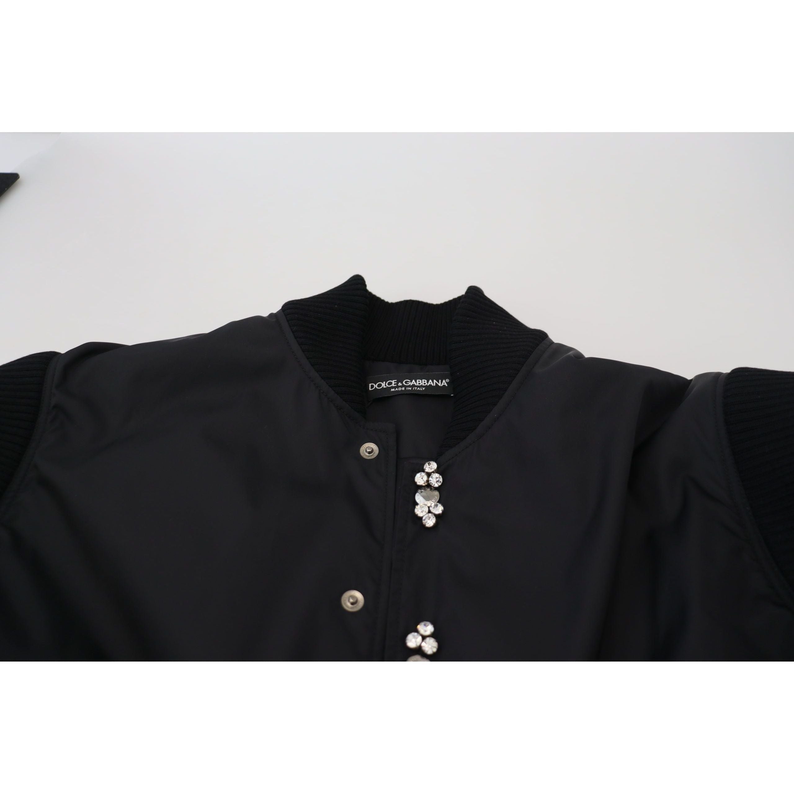 Dolce & Gabbana Black Crystal-Embellished Bomber Jacket