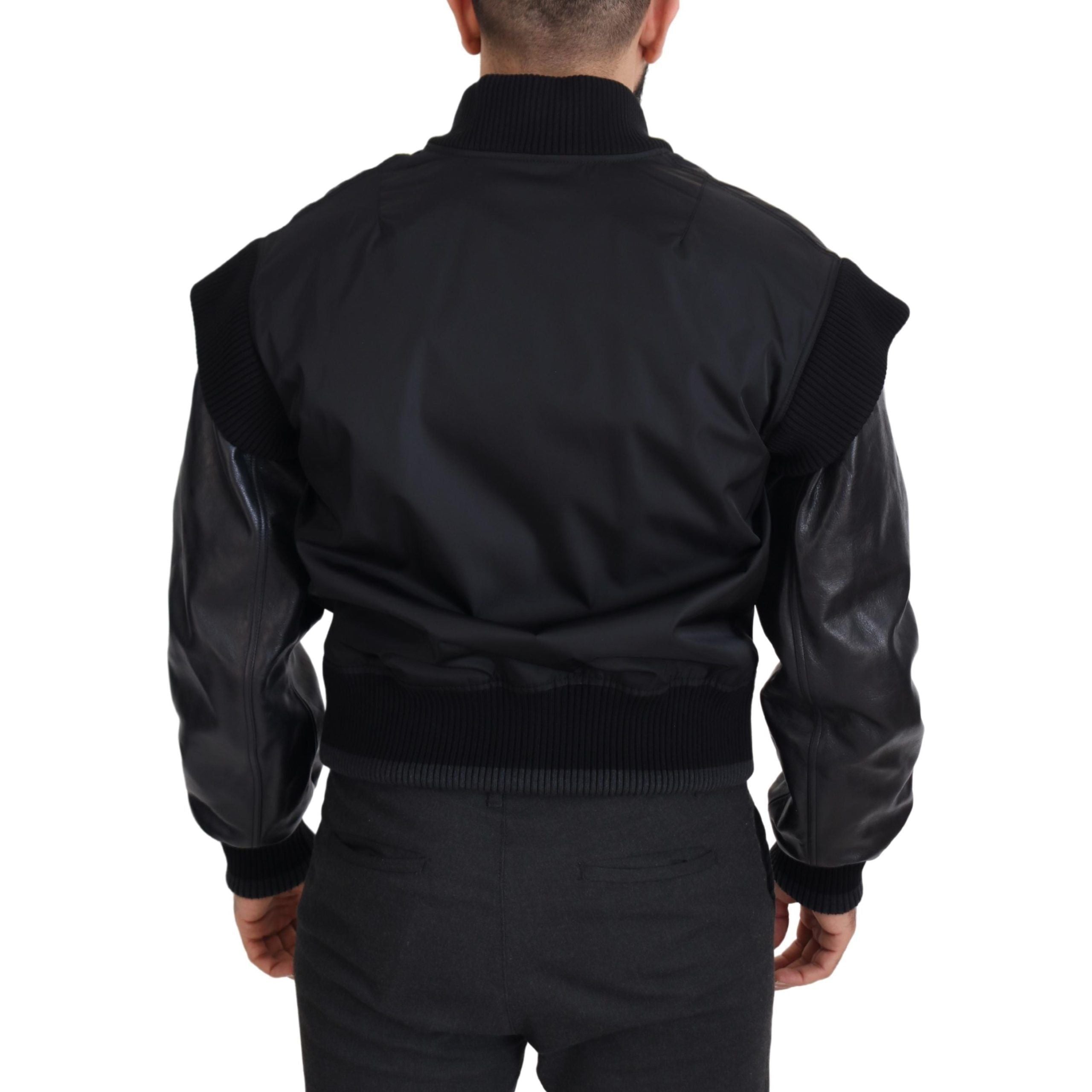 Dolce & Gabbana Black Crystal-Embellished Bomber Jacket