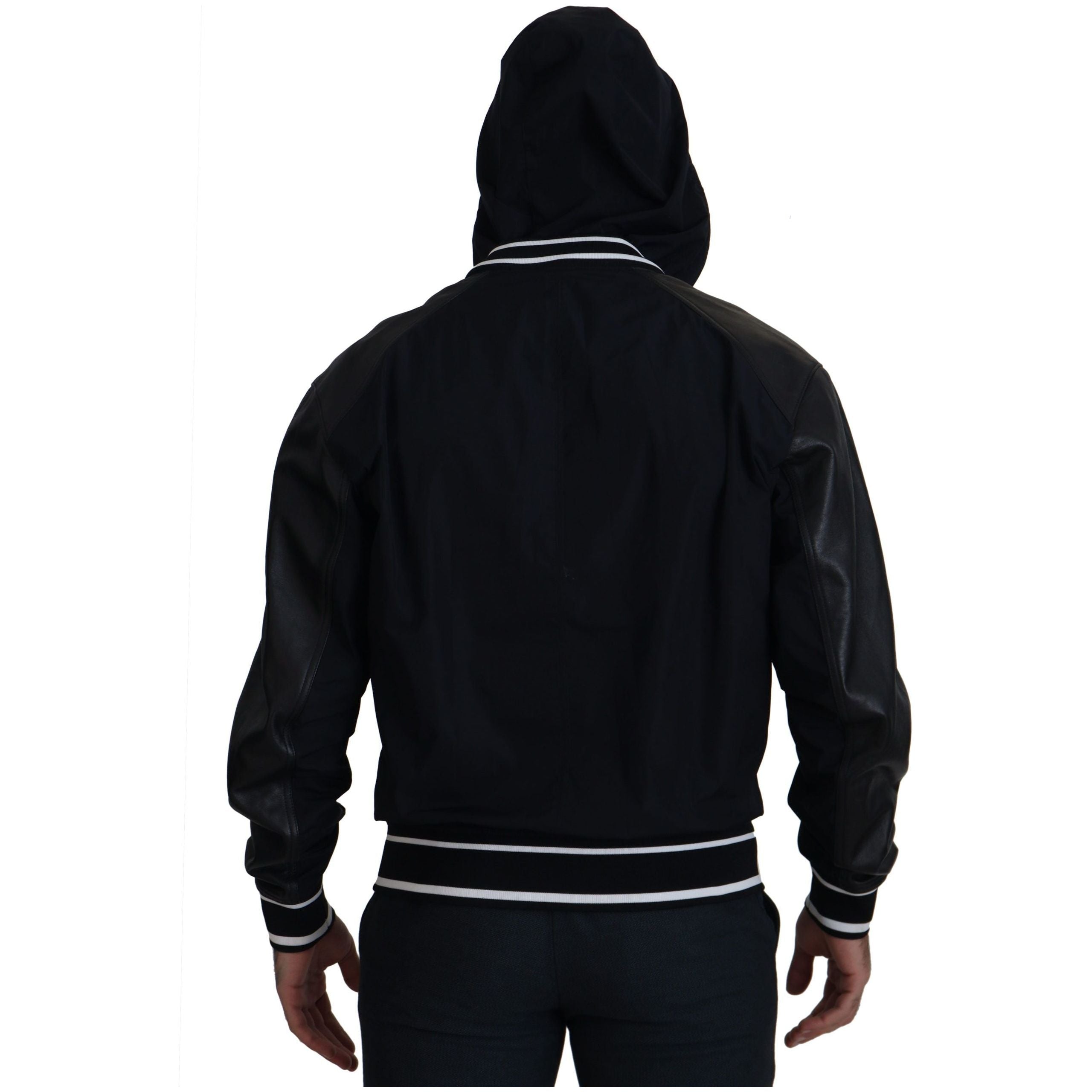 Dolce & Gabbana Black Leather Bomber Blouson Jacket