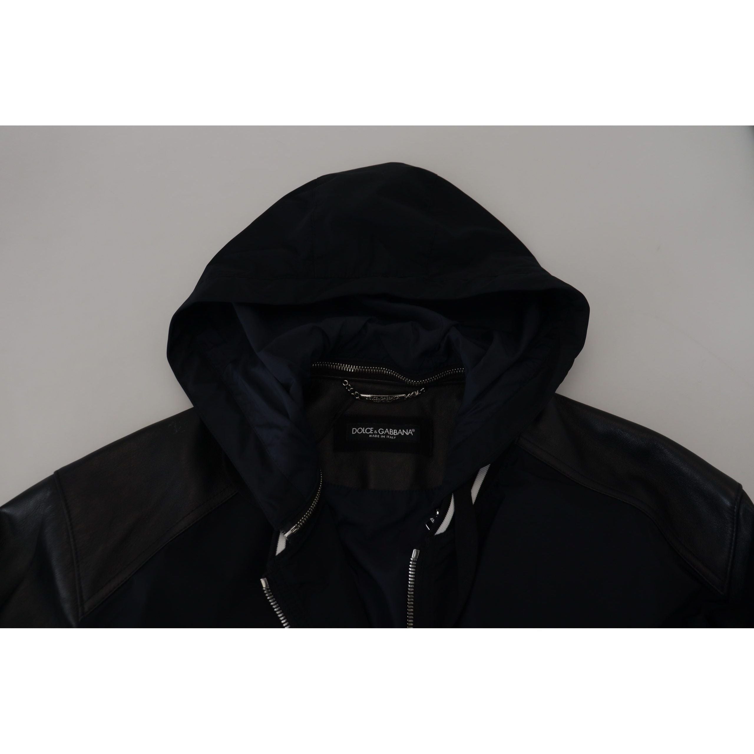 Dolce & Gabbana Black Leather Bomber Blouson Jacket