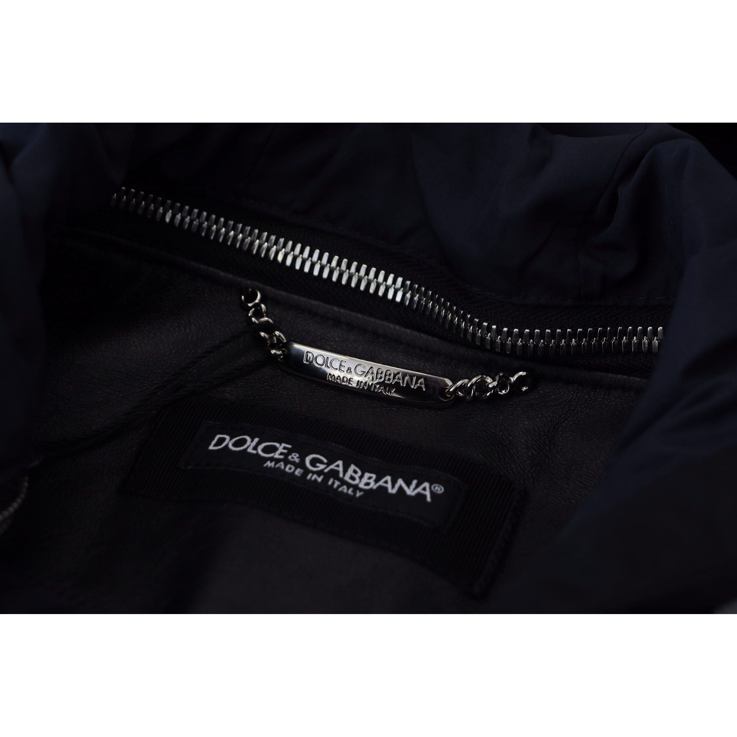 Dolce & Gabbana Black Leather Bomber Blouson Jacket