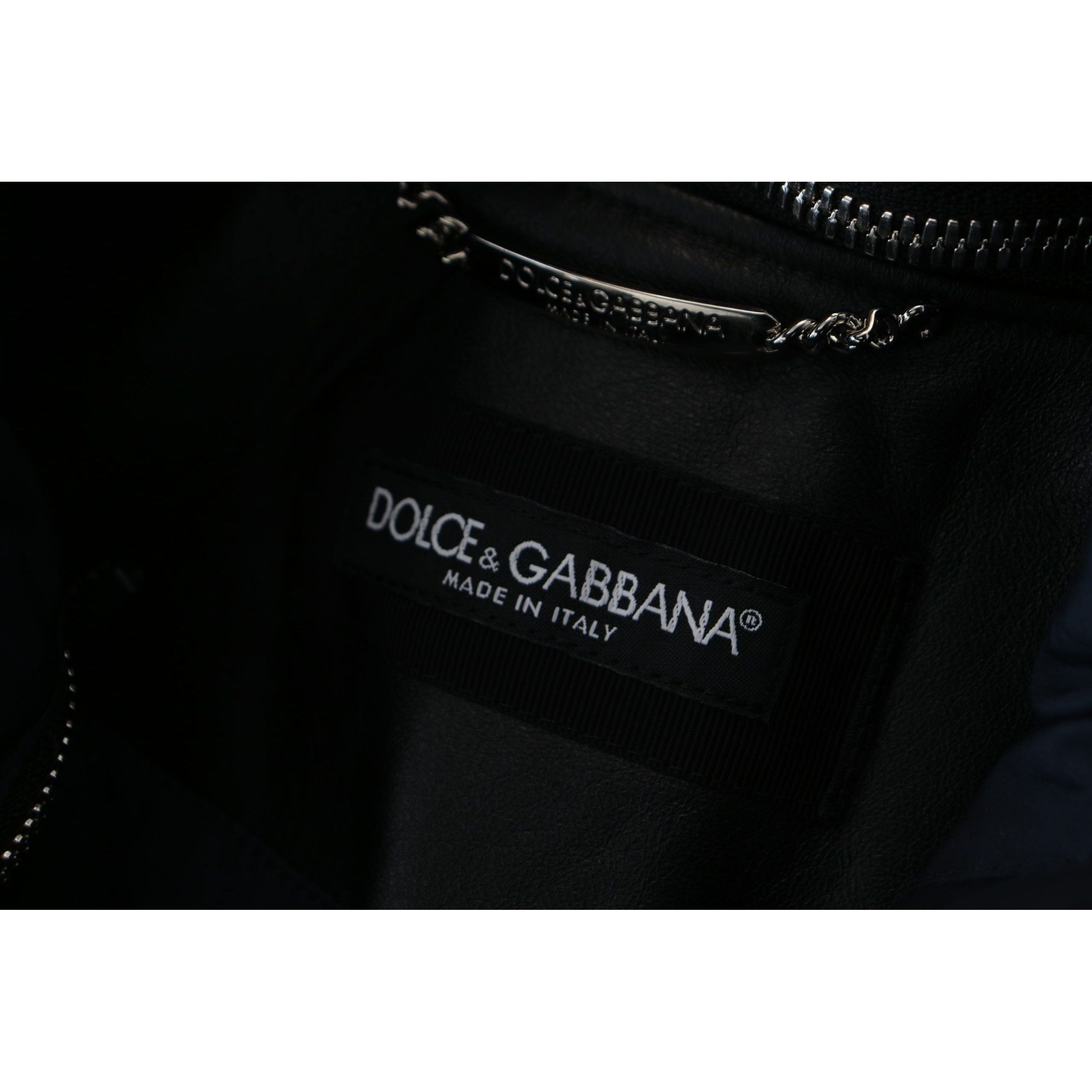 Dolce & Gabbana Black Leather Bomber Blouson Jacket