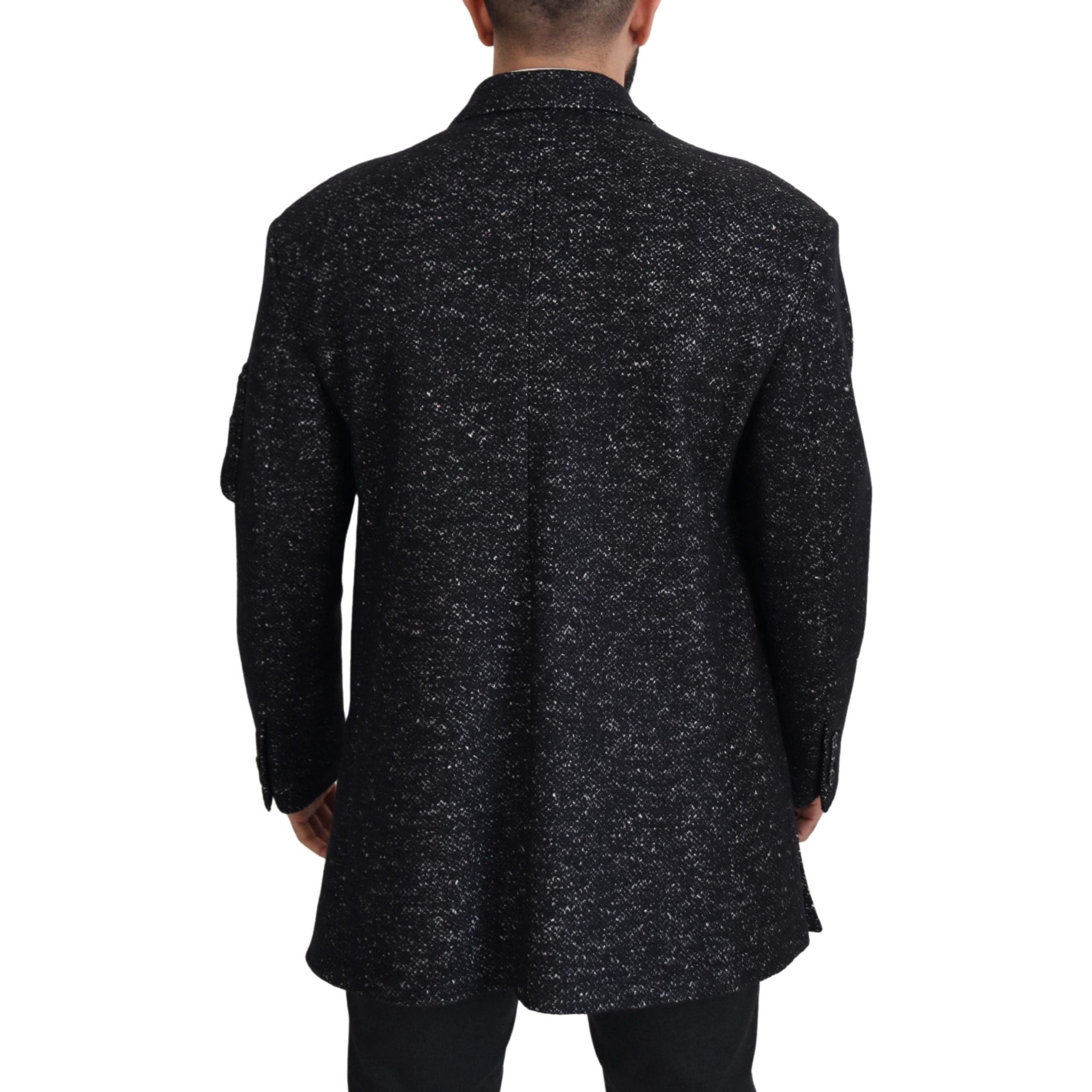 Dolce & Gabbana Grey Patterned Wool Double Breasted Jacket