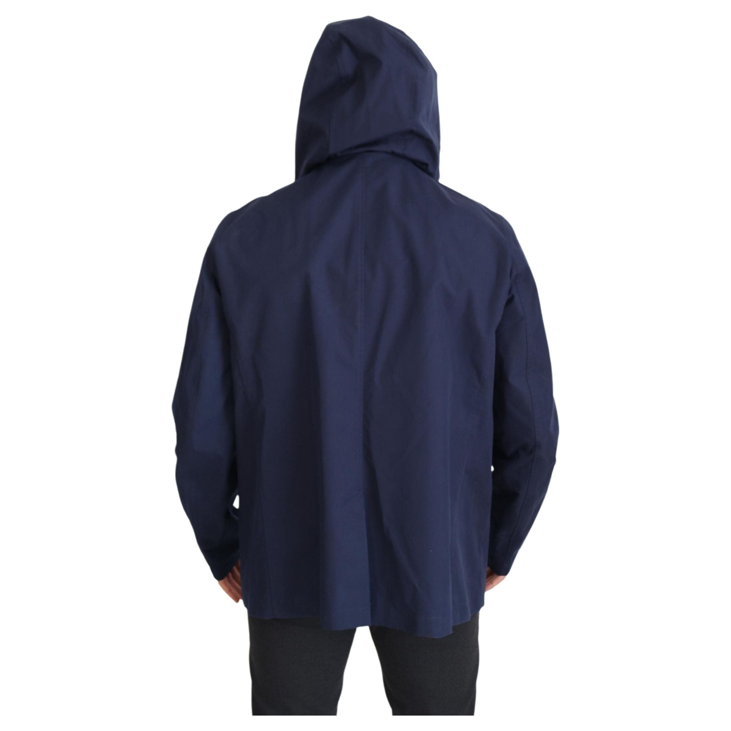 Dolce & Gabbana Blue Wool Double-Breasted Parka Jacket