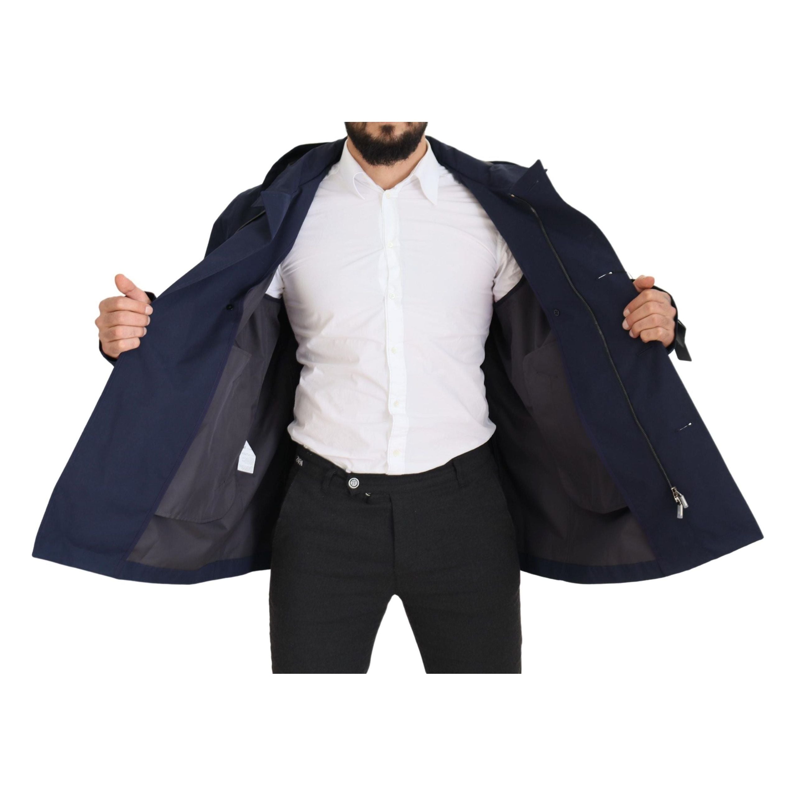 Dolce & Gabbana Blue Wool Double-Breasted Parka Jacket