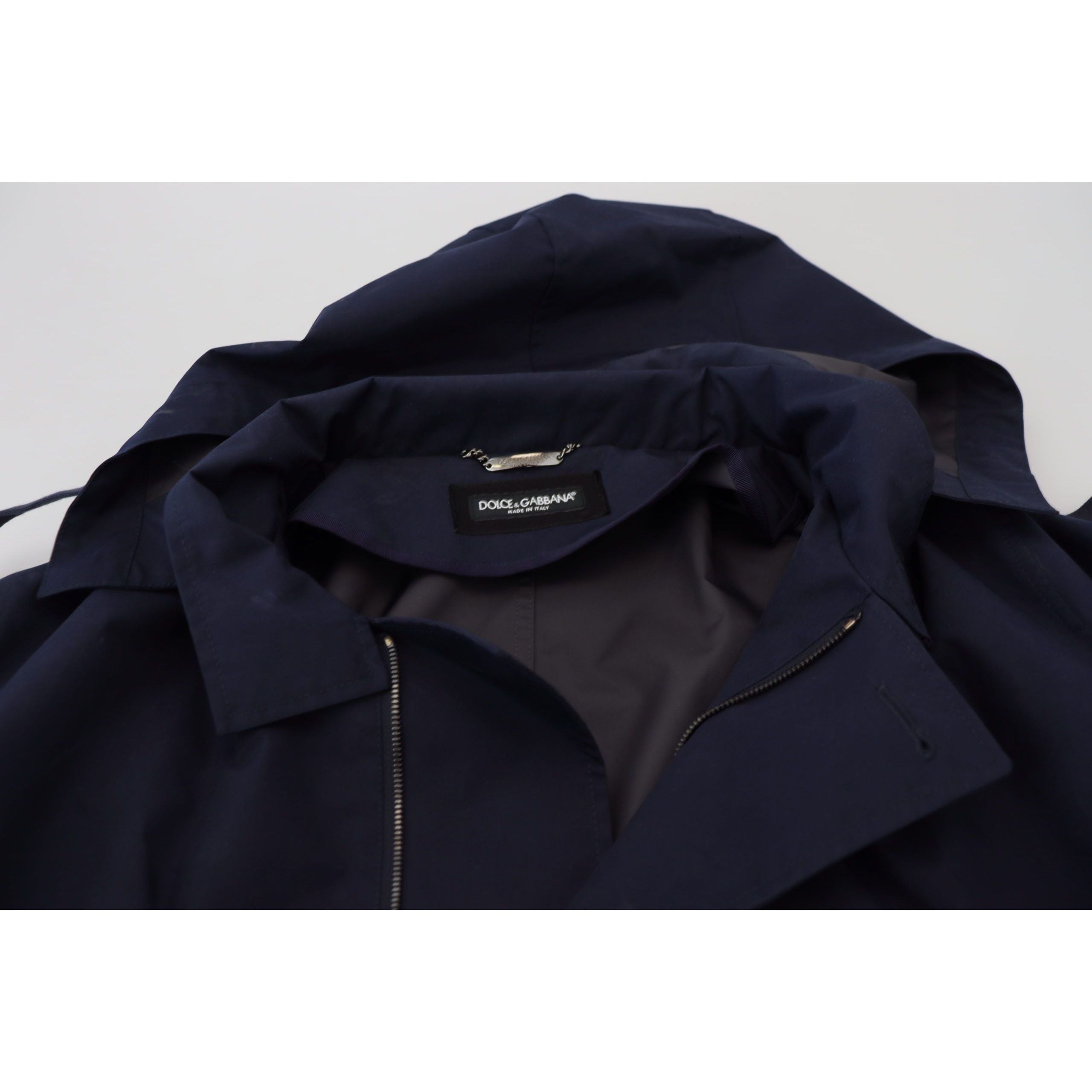 Dolce & Gabbana Blue Wool Double-Breasted Parka Jacket